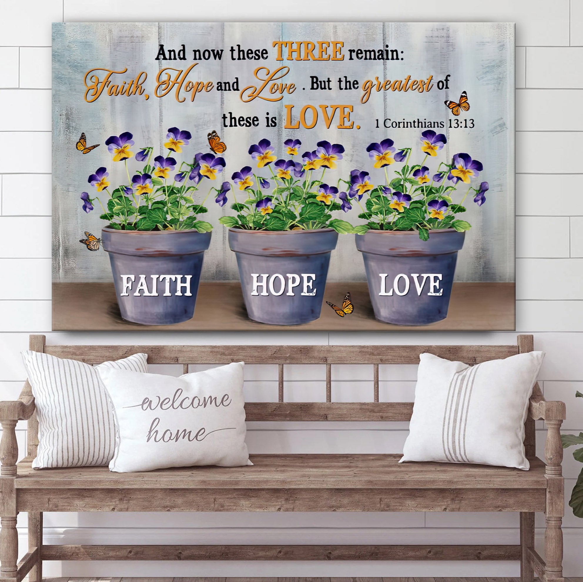 Faith Hope And Love Hanging On Poster – 1 Corinthians 13 13 Decor Wall Art