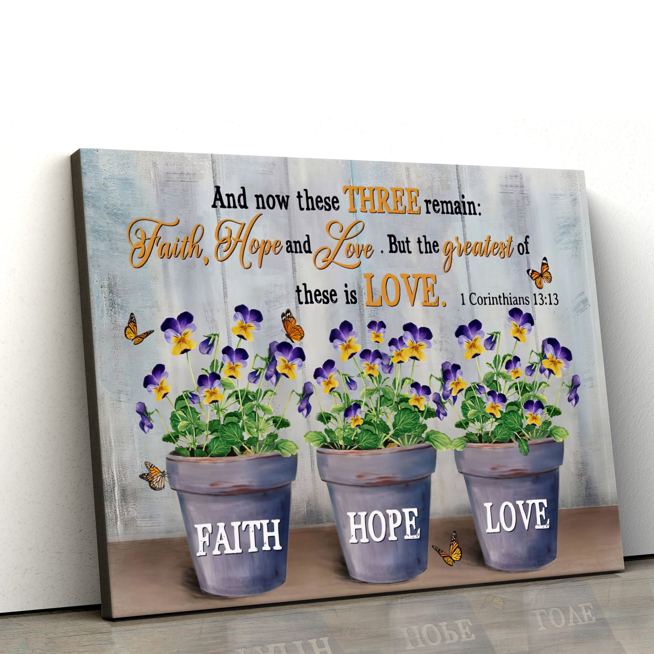 Faith Hope And Love Hanging On Poster – 1 Corinthians 13 13 Decor Wall Art