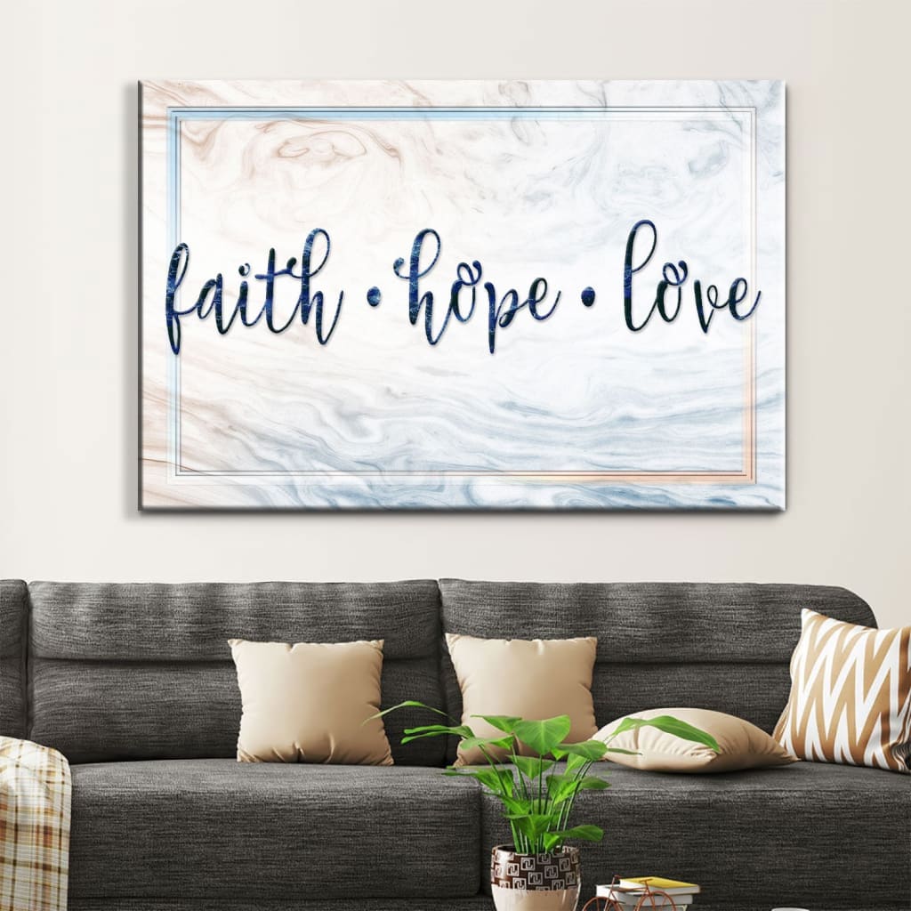 Faith Hope Love Wall Art Canvas, Christian Wall Decor – Religious Wall Decor