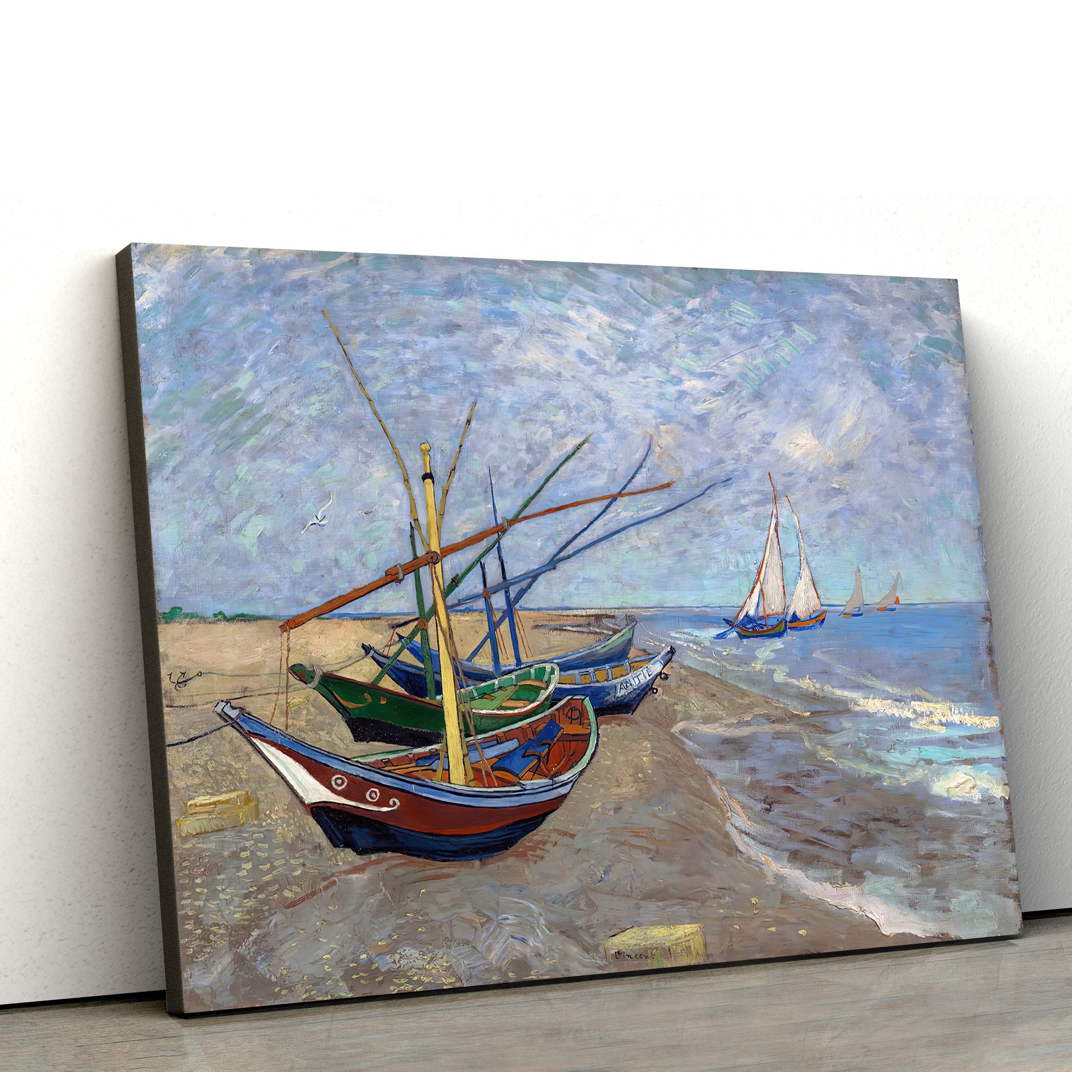 Fishing Boats On The Beach Canvas Wall Art – Canvas Wall Decor – Home Decor Living Room