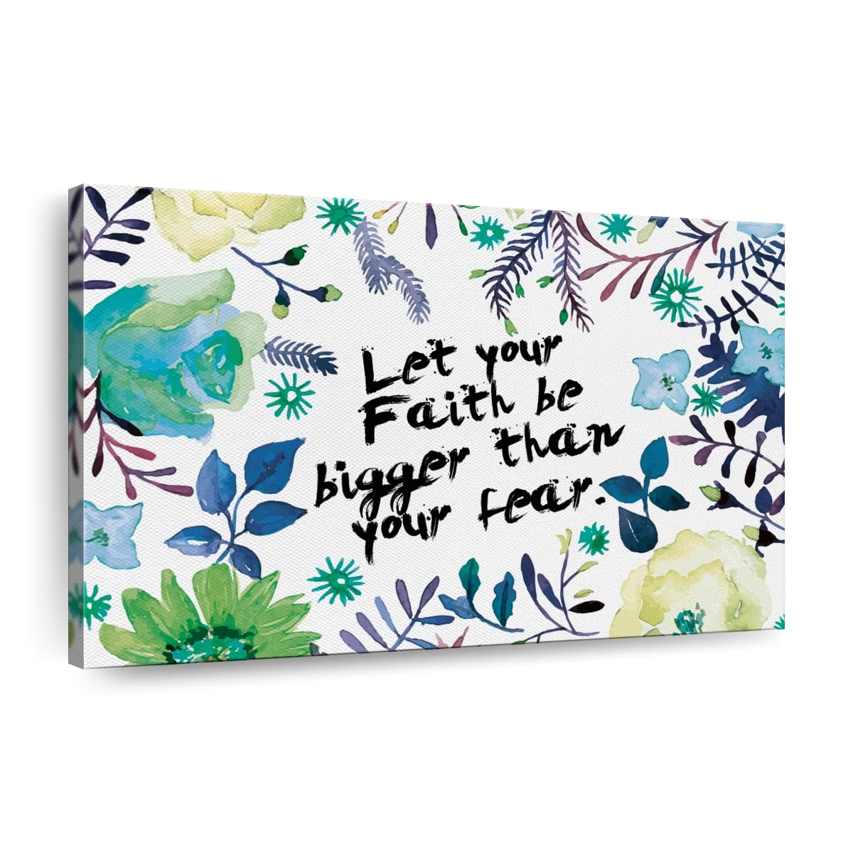 Floral Bigger Faith Canvas Wall Art – Christian Canvas Wall Art – Religious Wall Art Canvas