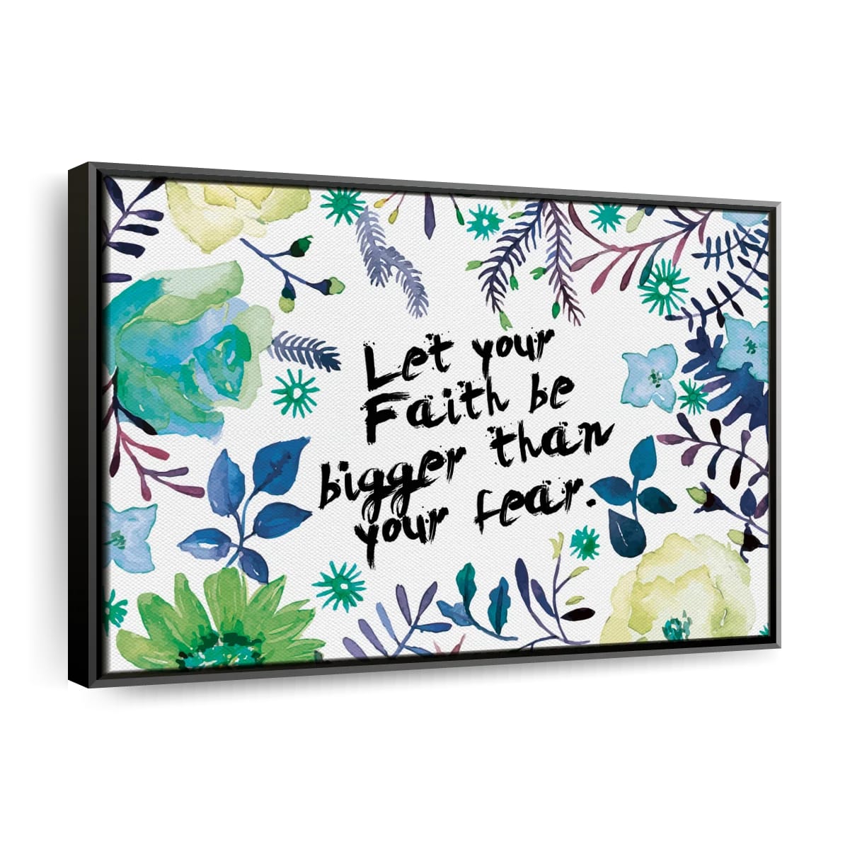 Floral Bigger Faith Canvas Wall Art – Christian Canvas Wall Art – Religious Wall Art Canvas