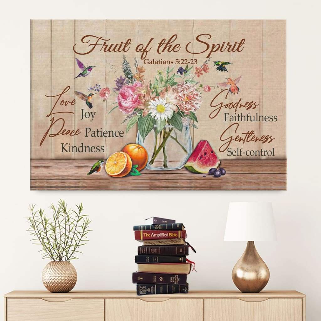 Fruit Of The Spirit Galatians 522-23 Bible Verse Wall Art Canvas – Religious Wall Decor