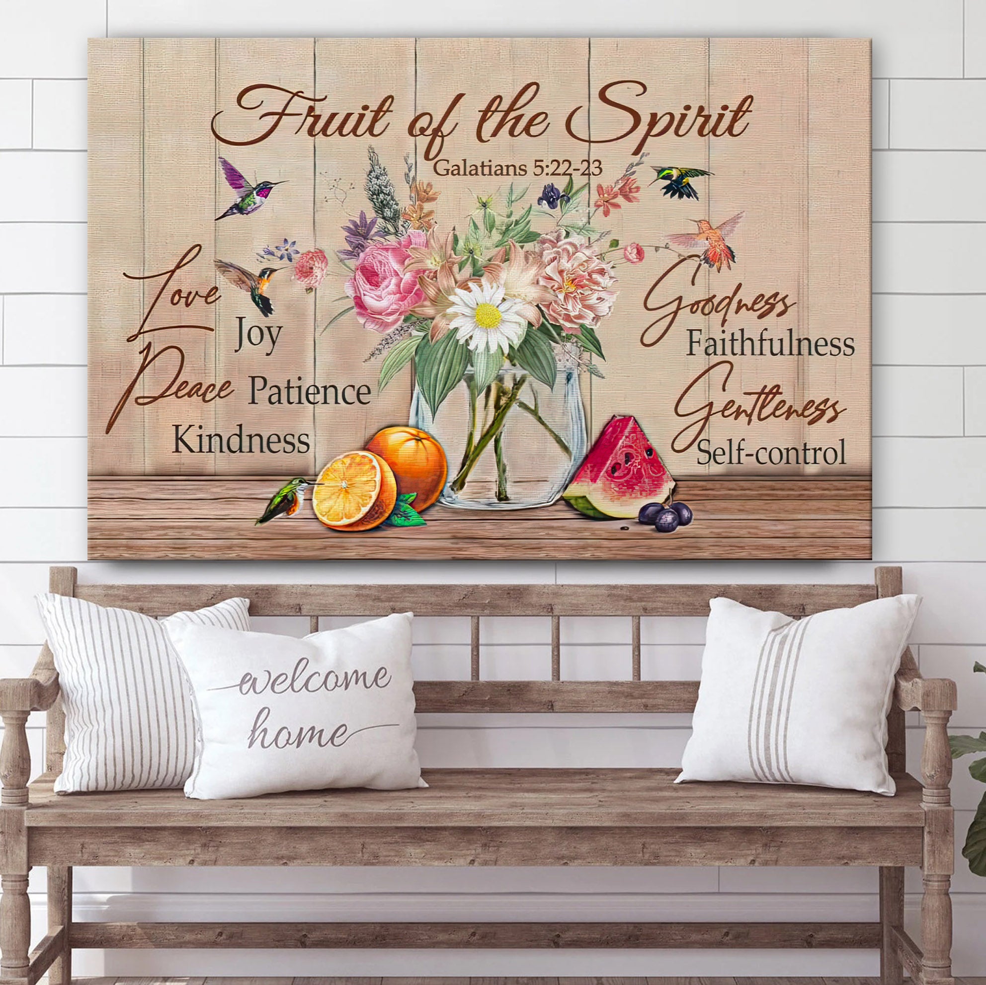 Fruit Of The Spirit Wall Decoratoc – Galatians 5 22-23 Art On Canvas