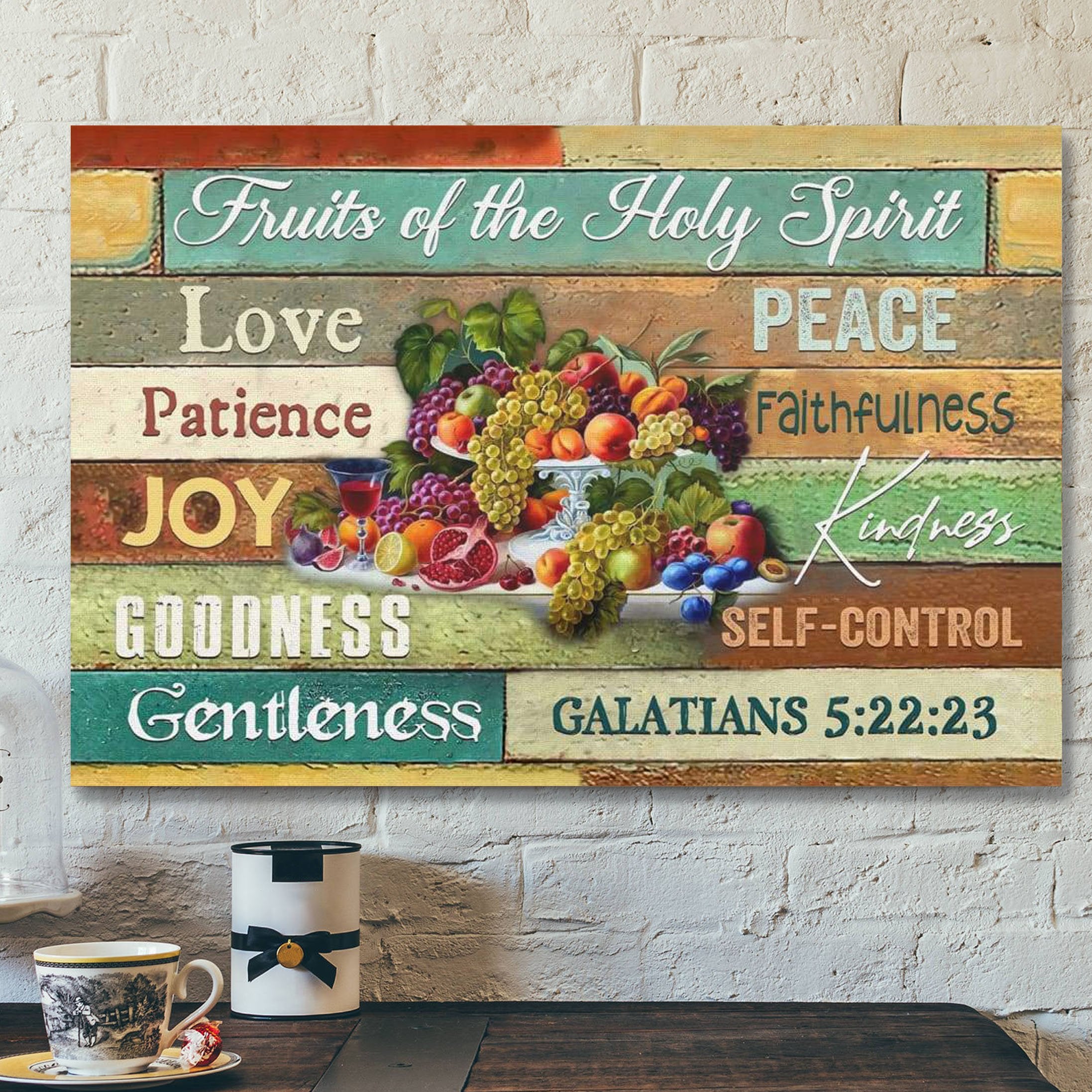 Fruits Of The Spirit Wall Art – Fruit Of The Spirit Canvas Art – Christian Canvas – Fruits Of The Holy Spirit Art For Decoration