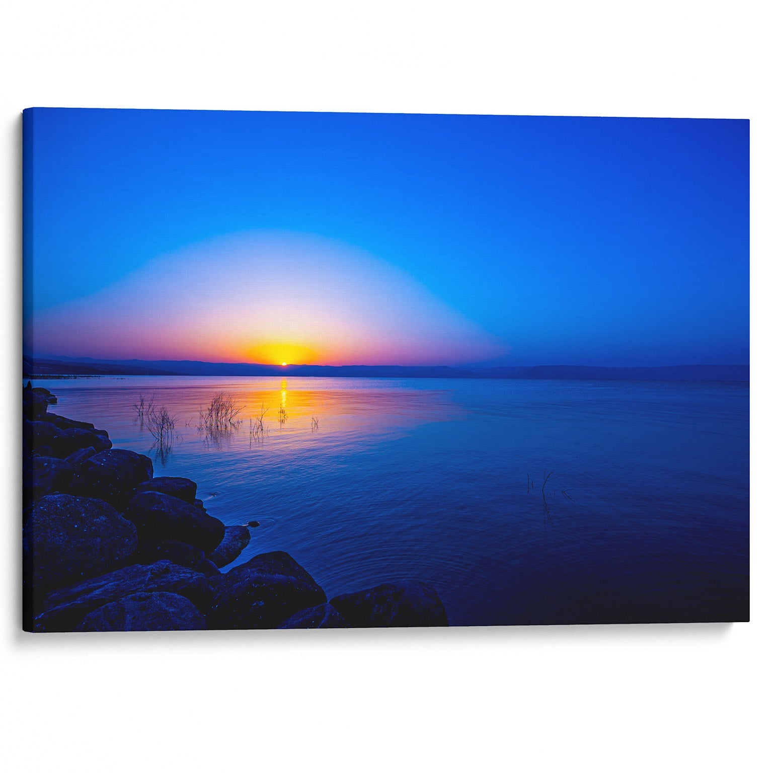 Galilee Dawn Morning Breaks On The Sea Of Galilee Canvas Wall Art – Large Wrapped Canvas Art