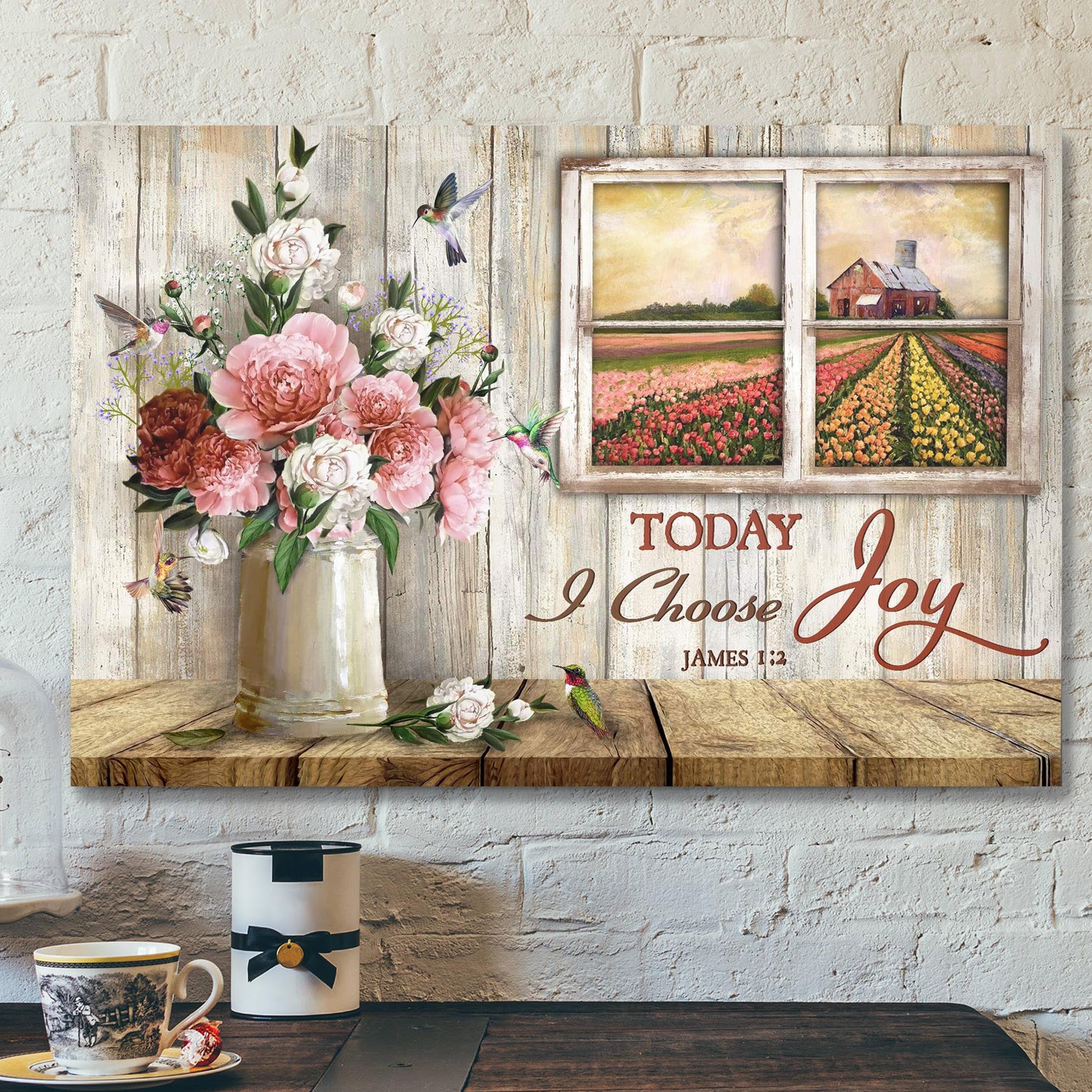 Garden Rose – Today I Choose Joy Canvas Wall Art – Bible Verse Canvas – Scripture Canvas Wall Art