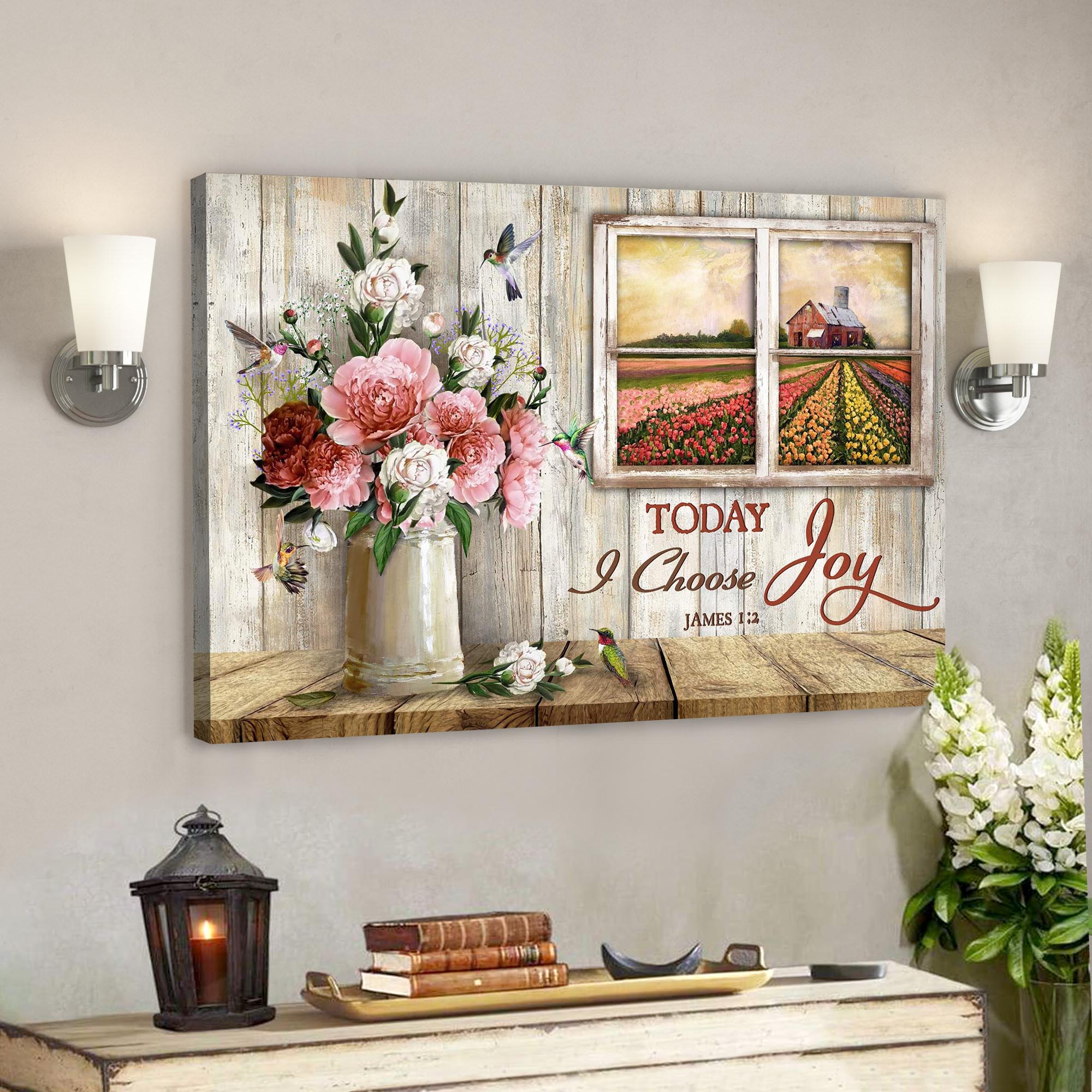 Garden Rose – Today I Choose Joy Canvas Wall Art – Bible Verse Canvas – Scripture Canvas Wall Art