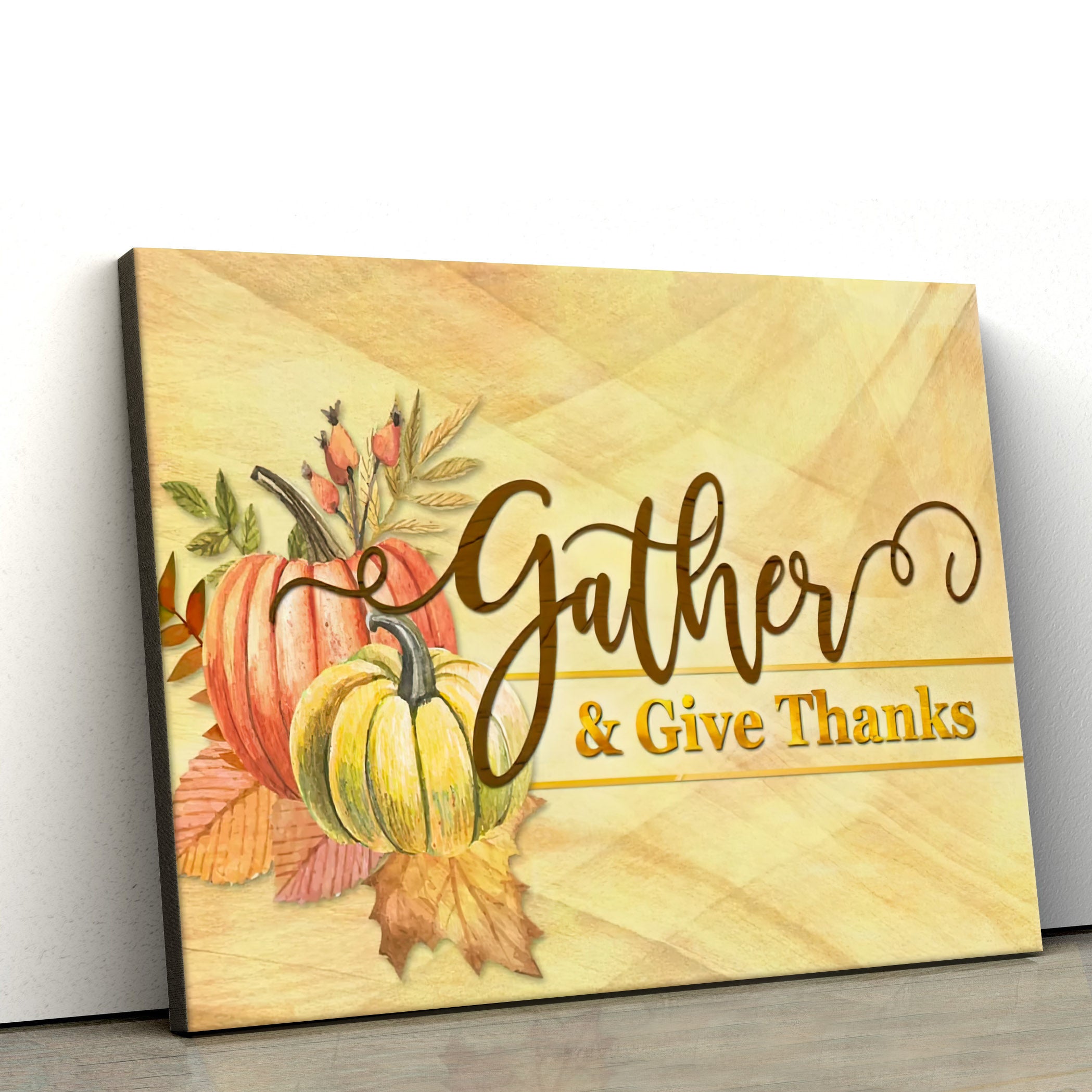 Gather And Give Thanks Christian Thanksgiving Wall Art Canvas – Wall Paintings