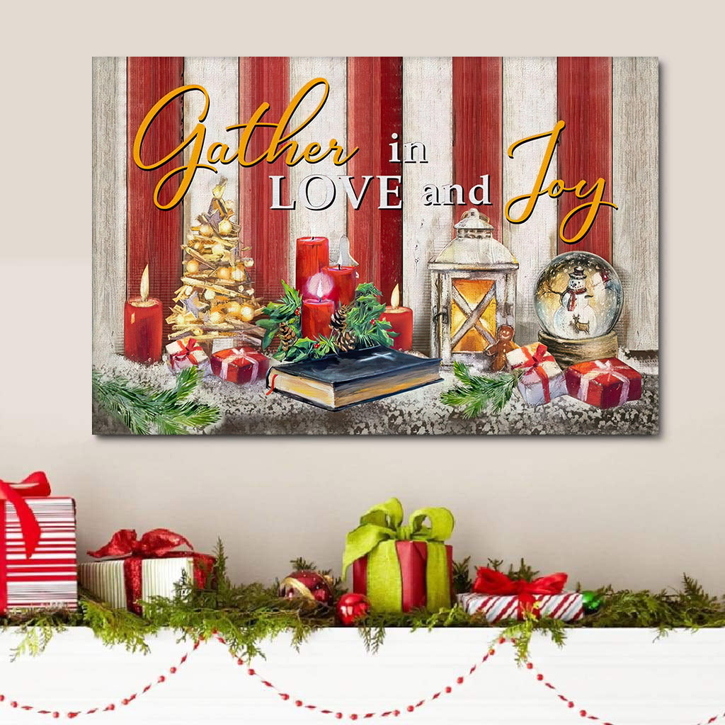 Gather In Love And Joy Christmas Christian Wall Art Canvas Decorations – Religious Posters