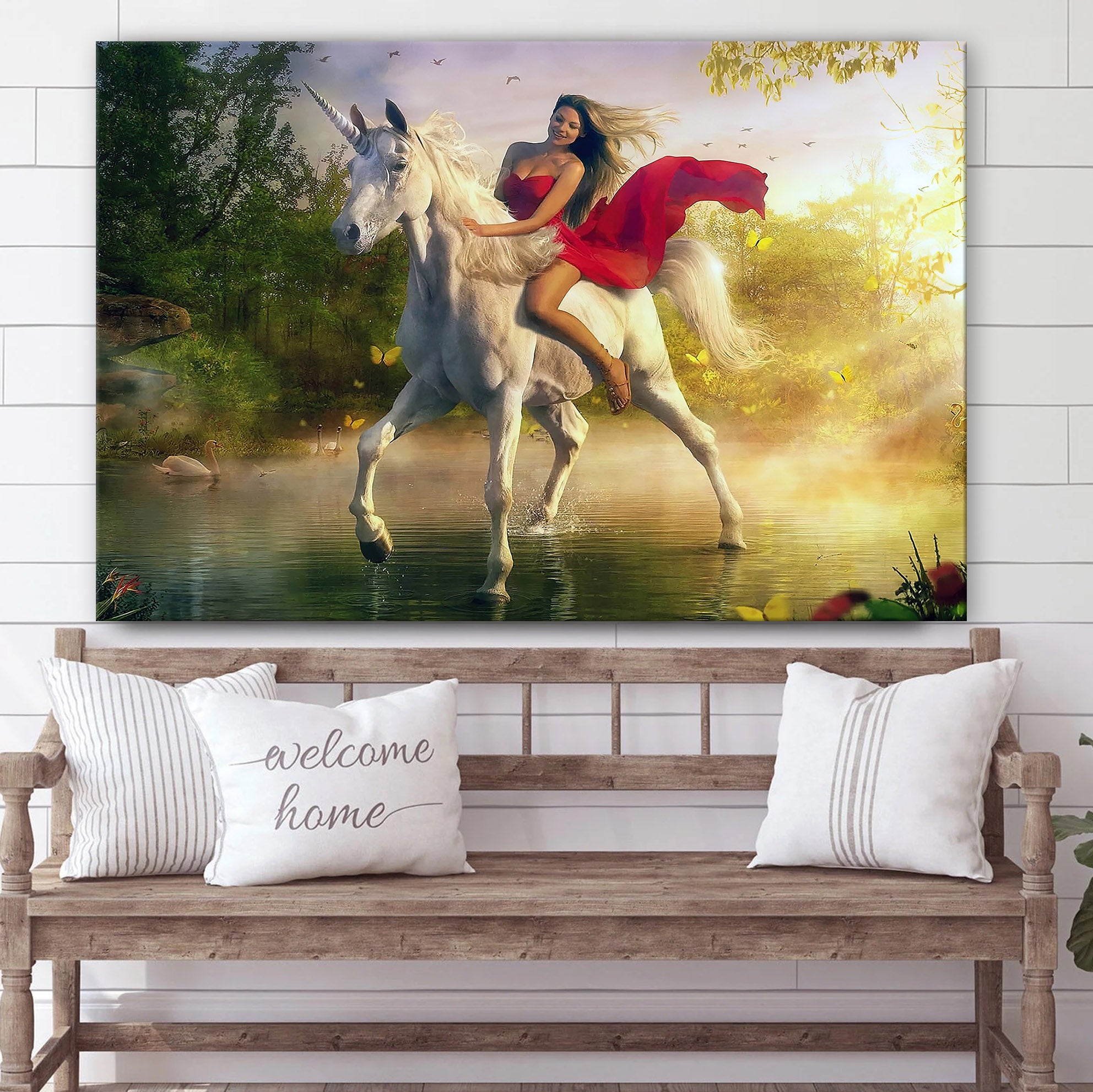 Girl And Unicorn Horse Painting Canvas Wall Art – Canvas Wall Decor – Home Decor Living Room