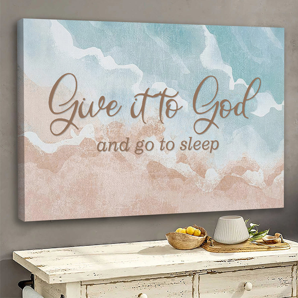 Give It To God And Go To Sleep Canvas Wall Art – Bible Verse Canvas Wall Decor – Christian Canvas Prints