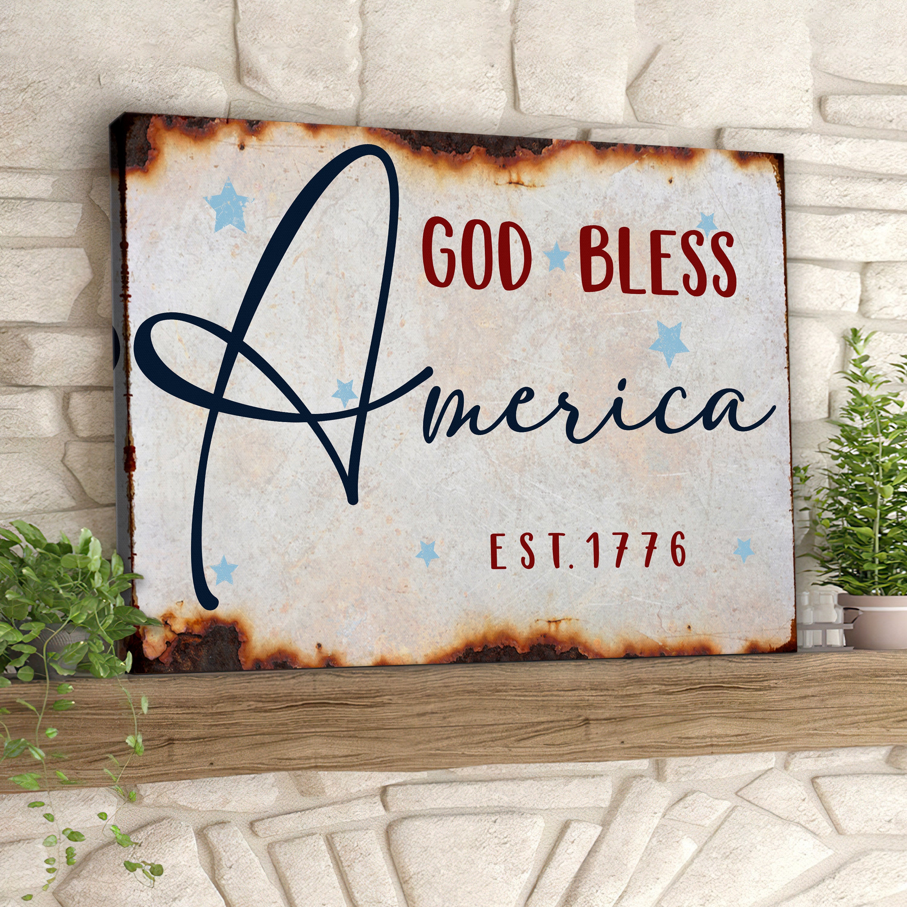 God Bless America – Est 1776 – Fourth Of July Paintings – Independence Day Canvas Wall Art