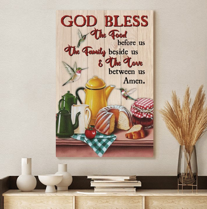 God Bless The Food Before Us Jesus Canvas Posters – Christian Wall Posters – Religious Wall Decor