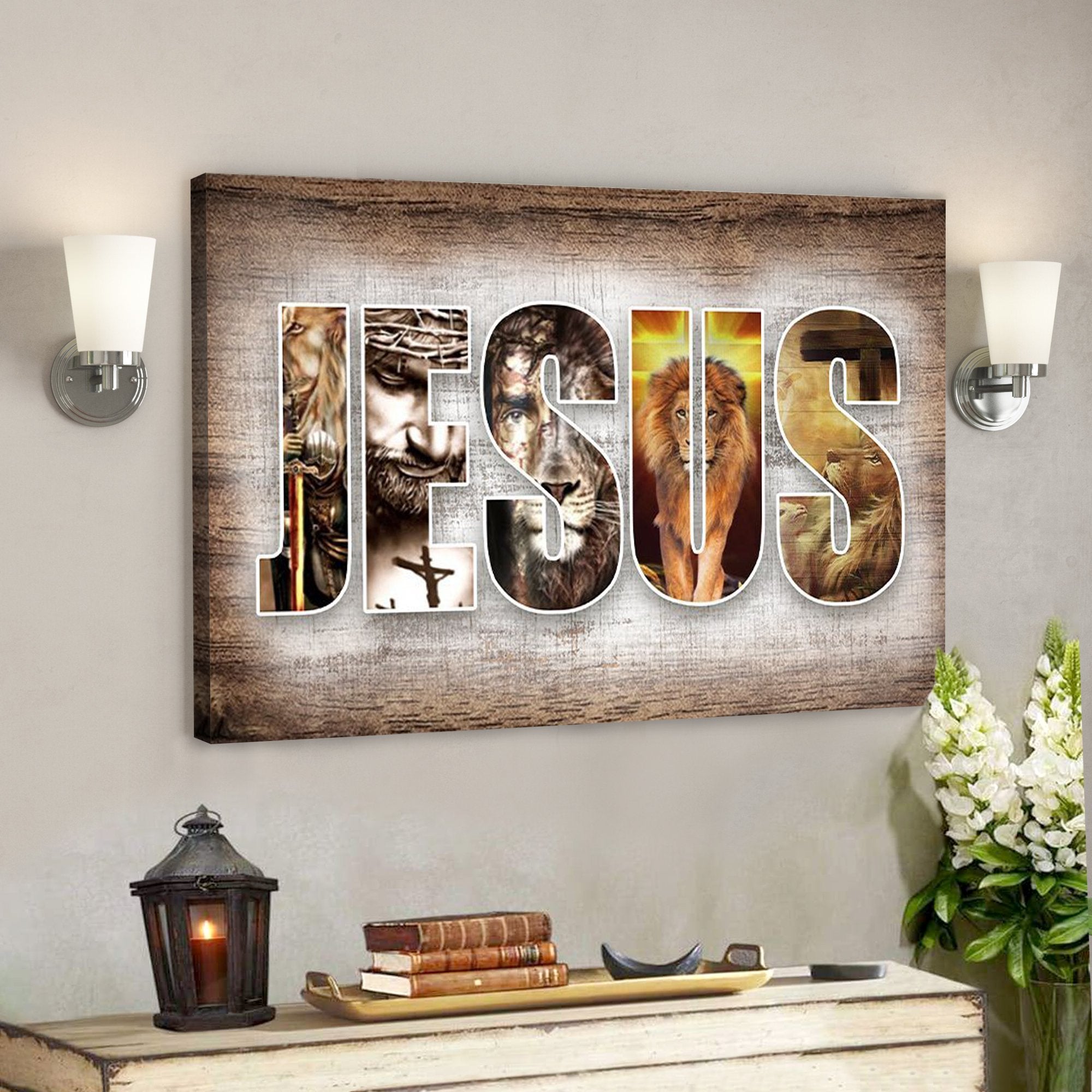 God Canvas – Bible Verse Canvas – Believe In God – Jesus And Lion Canvas – Scripture Canvas