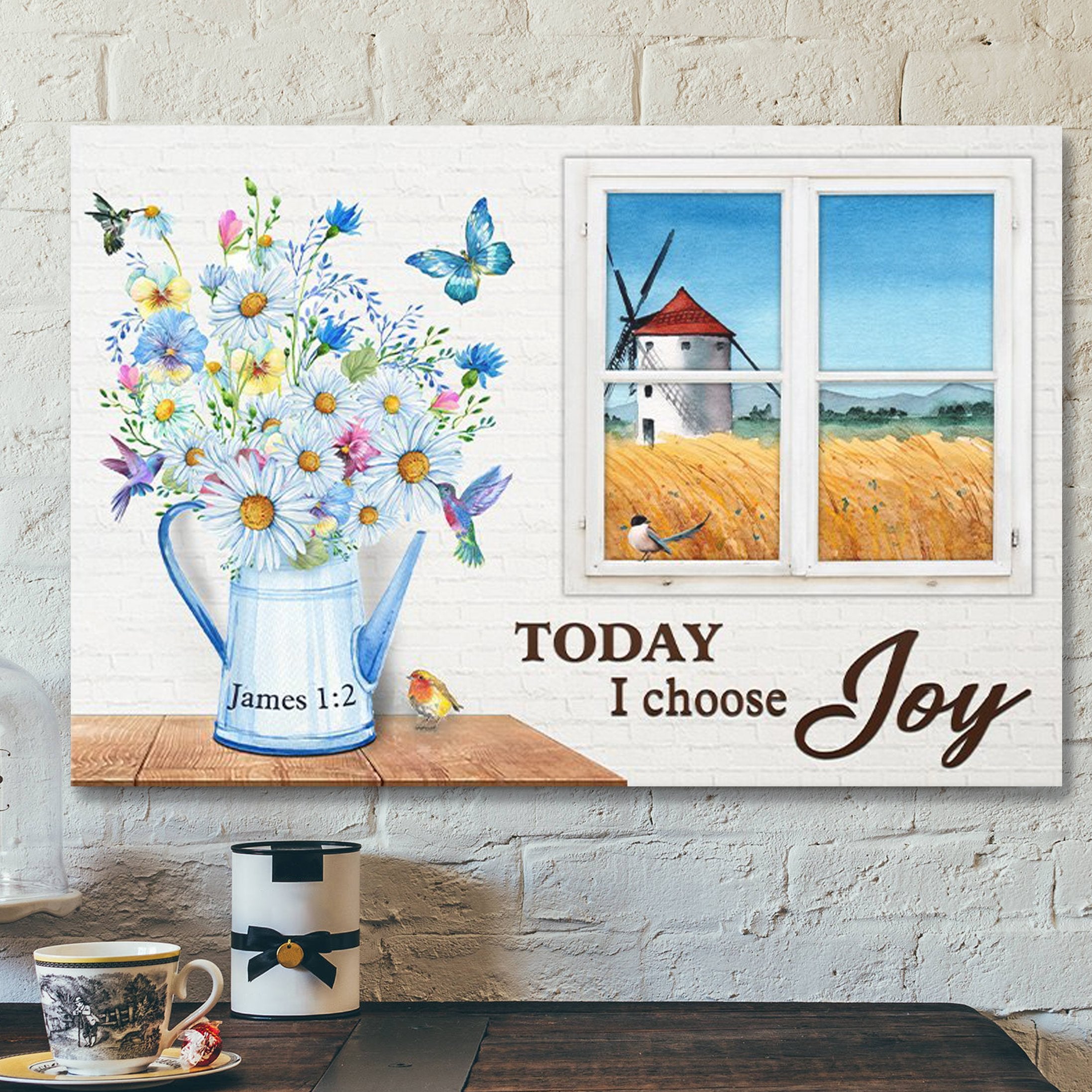 God Canvas – Bible Verse Canvas – Butterfly And Flower Canvas – Today I Choose Joy – Scripture Canvas