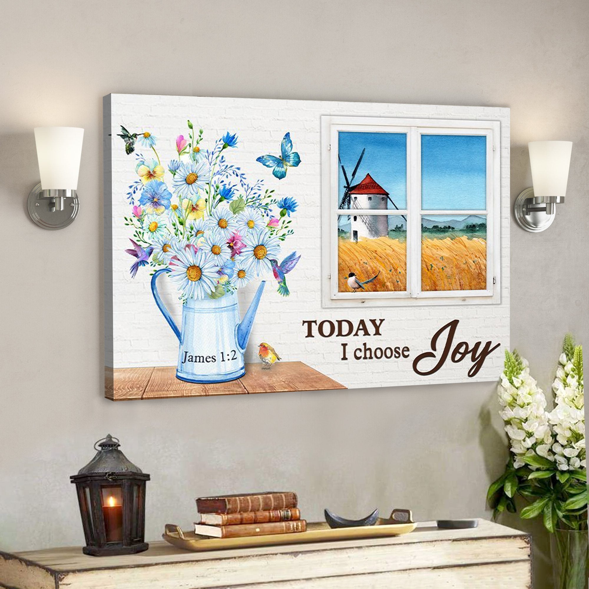 God Canvas – Bible Verse Canvas – Butterfly And Flower Canvas – Today I Choose Joy – Scripture Canvas