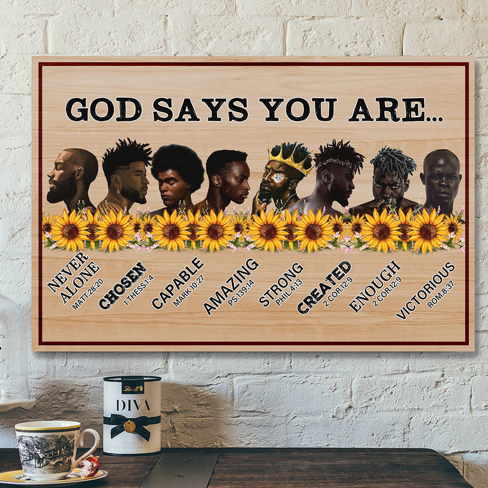 God Canvas – Bible Verse Canvas – Christian Canvas Art – God Says You are Poster – African American