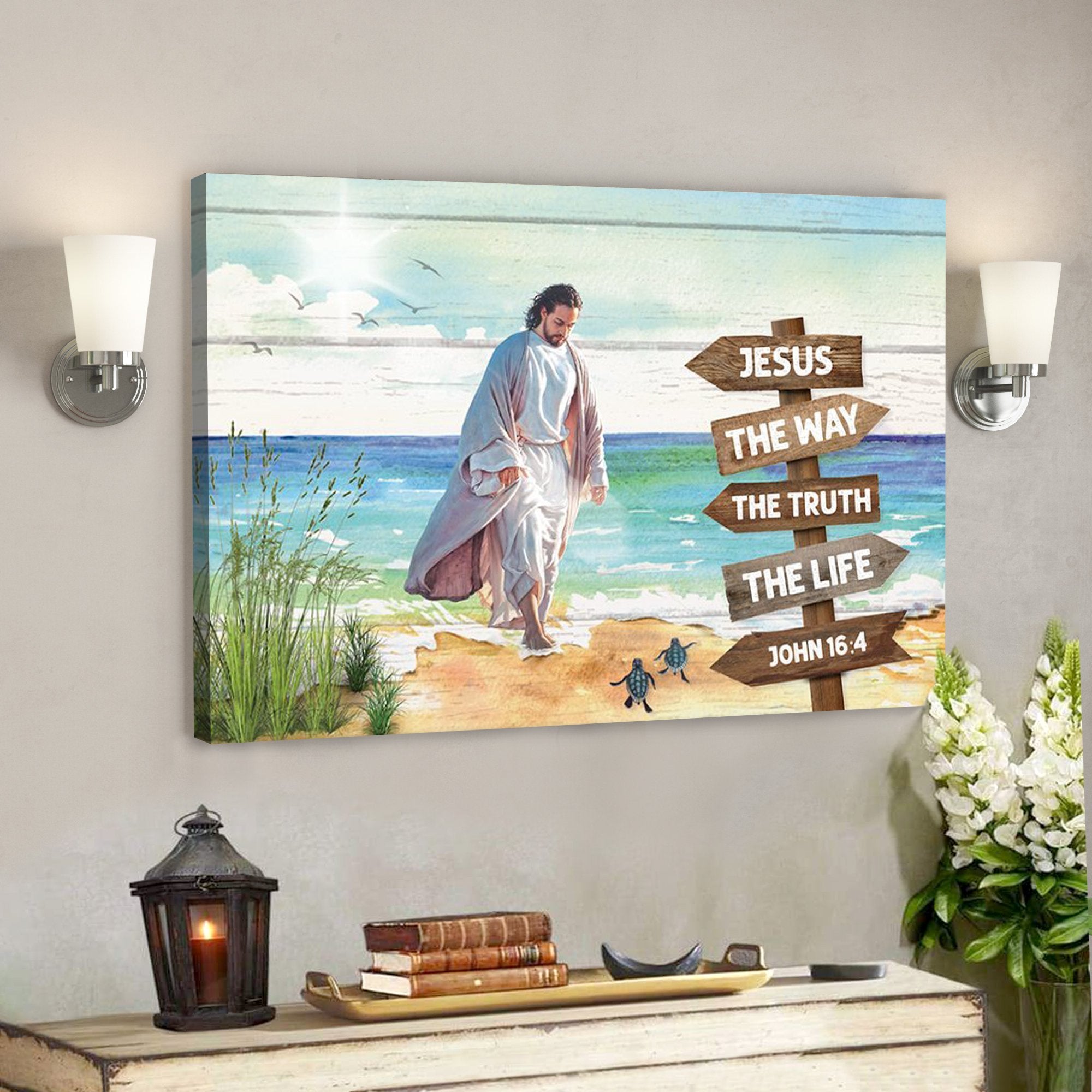 God Canvas – Bible Verse Canvas – God Comes To Us Over The Water – Unique Christian Canvas – Scripture Canvas