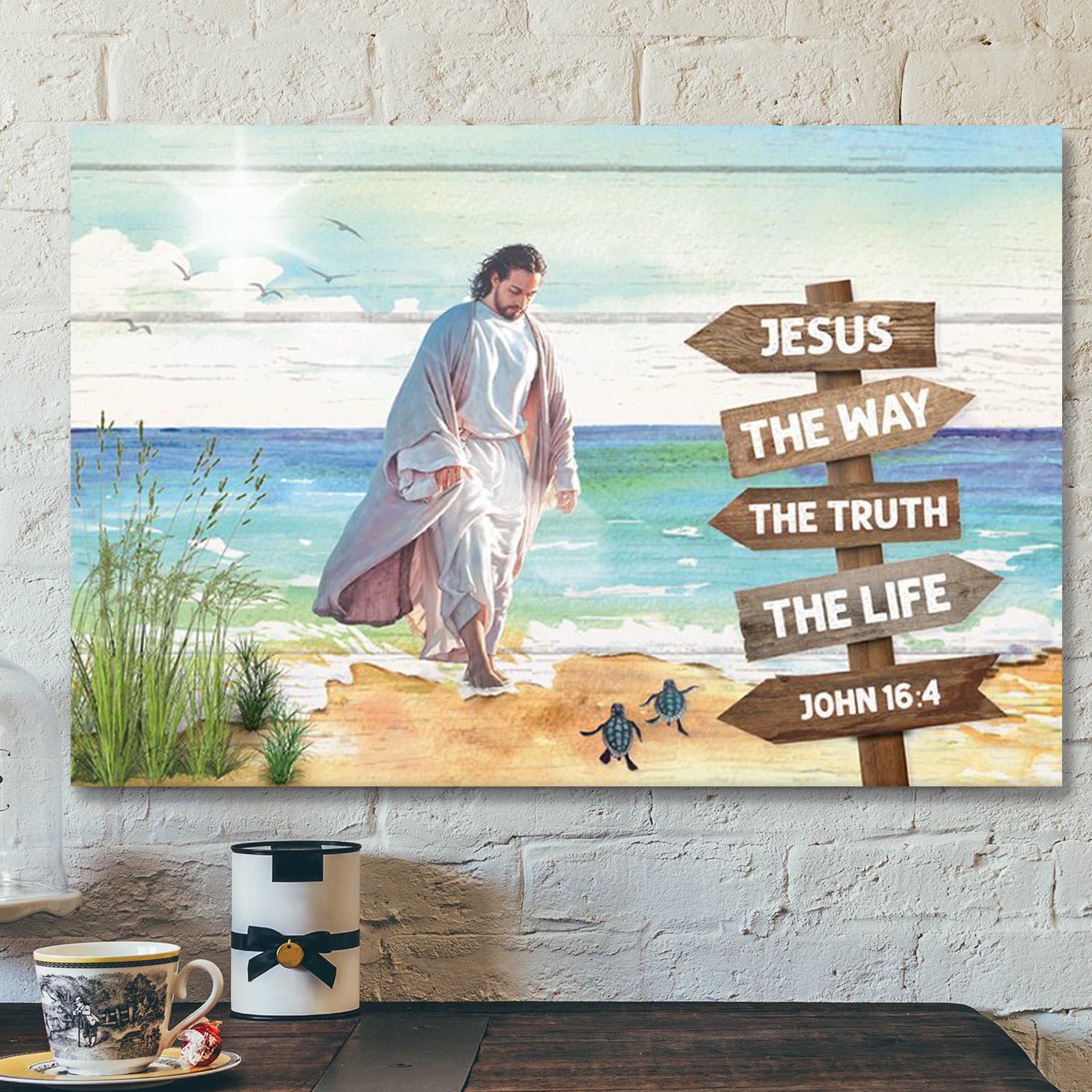 God Canvas – Bible Verse Canvas – God Comes To Us Over The Water – Unique Christian Canvas – Scripture Canvas