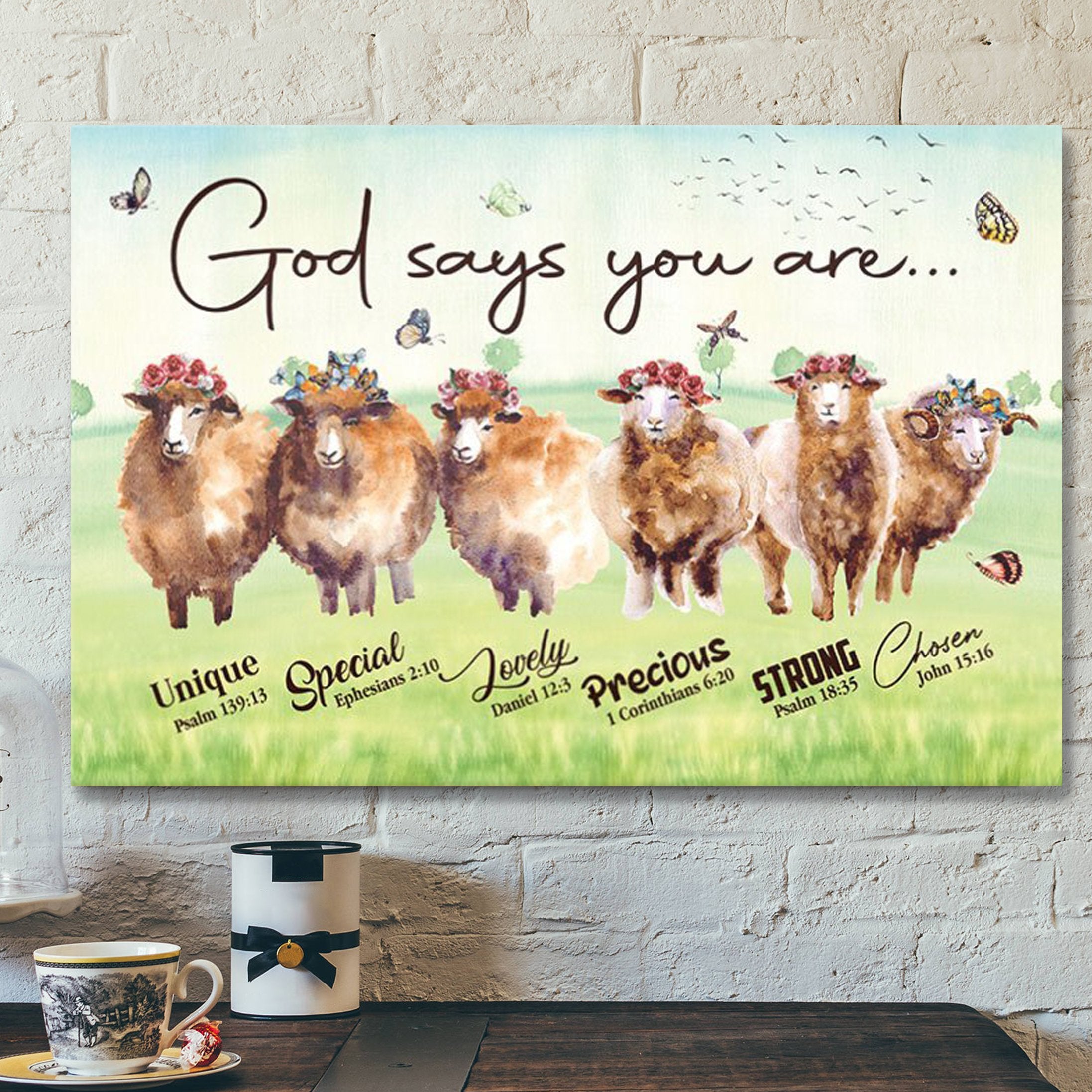 God Canvas – Bible Verse Canvas – God Says You Are Chosen – Lovely Lamb Canvas – Scripture Canvas