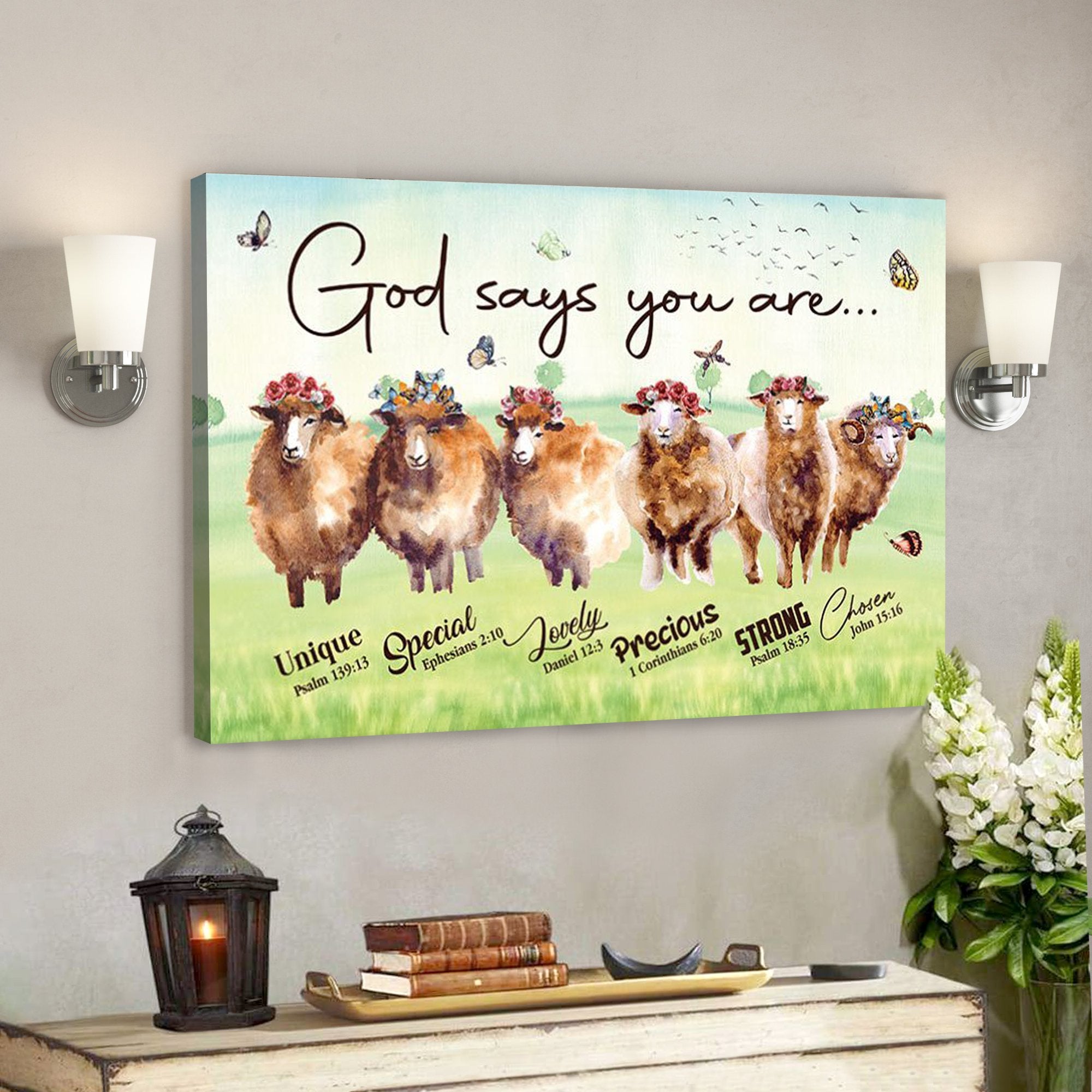 God Canvas – Bible Verse Canvas – God Says You Are Chosen – Lovely Lamb Canvas – Scripture Canvas