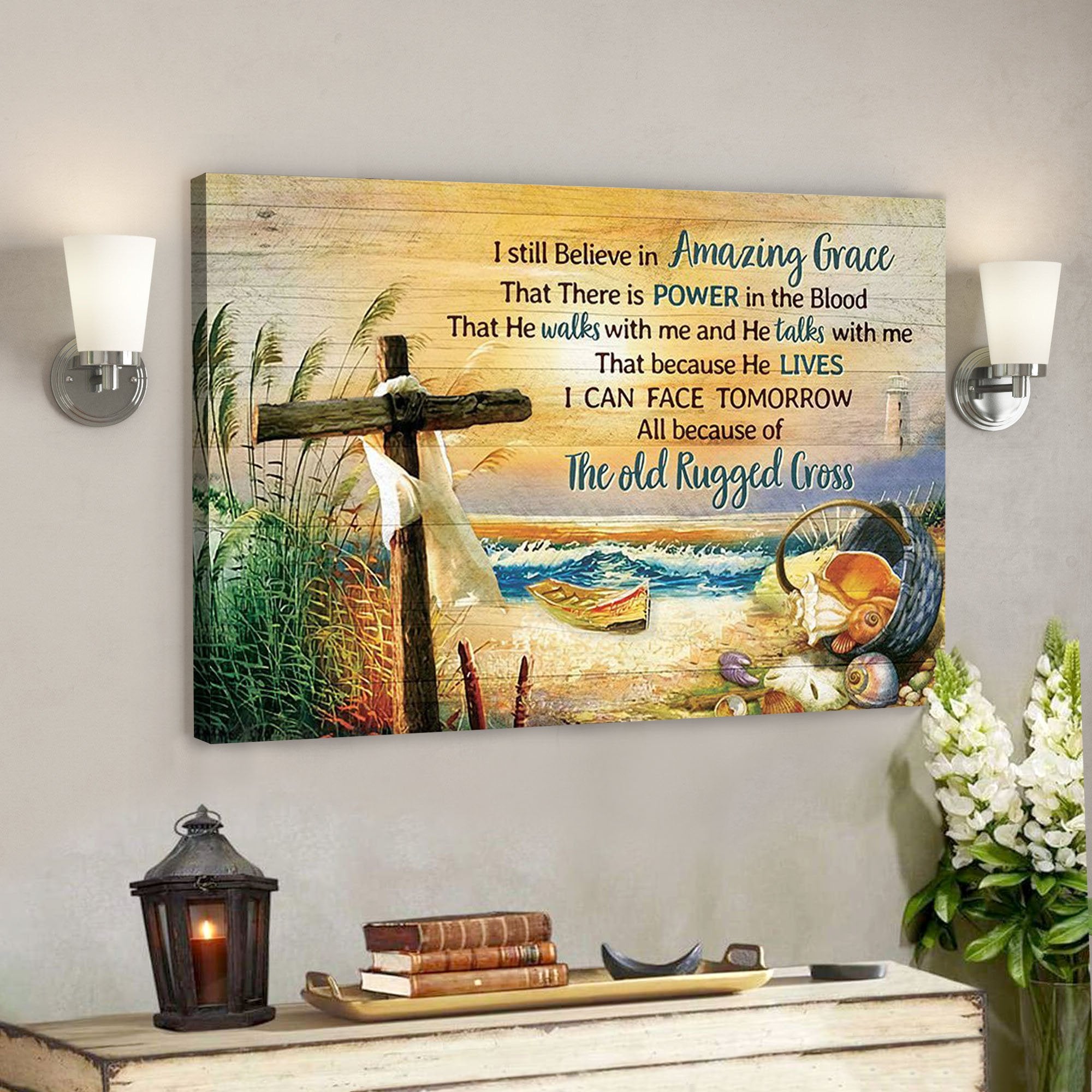 God Canvas – Bible Verse Canvas – I Still Believe In Amazing Grace – Beautiful Beach Scene Canvas – Scripture Canvas