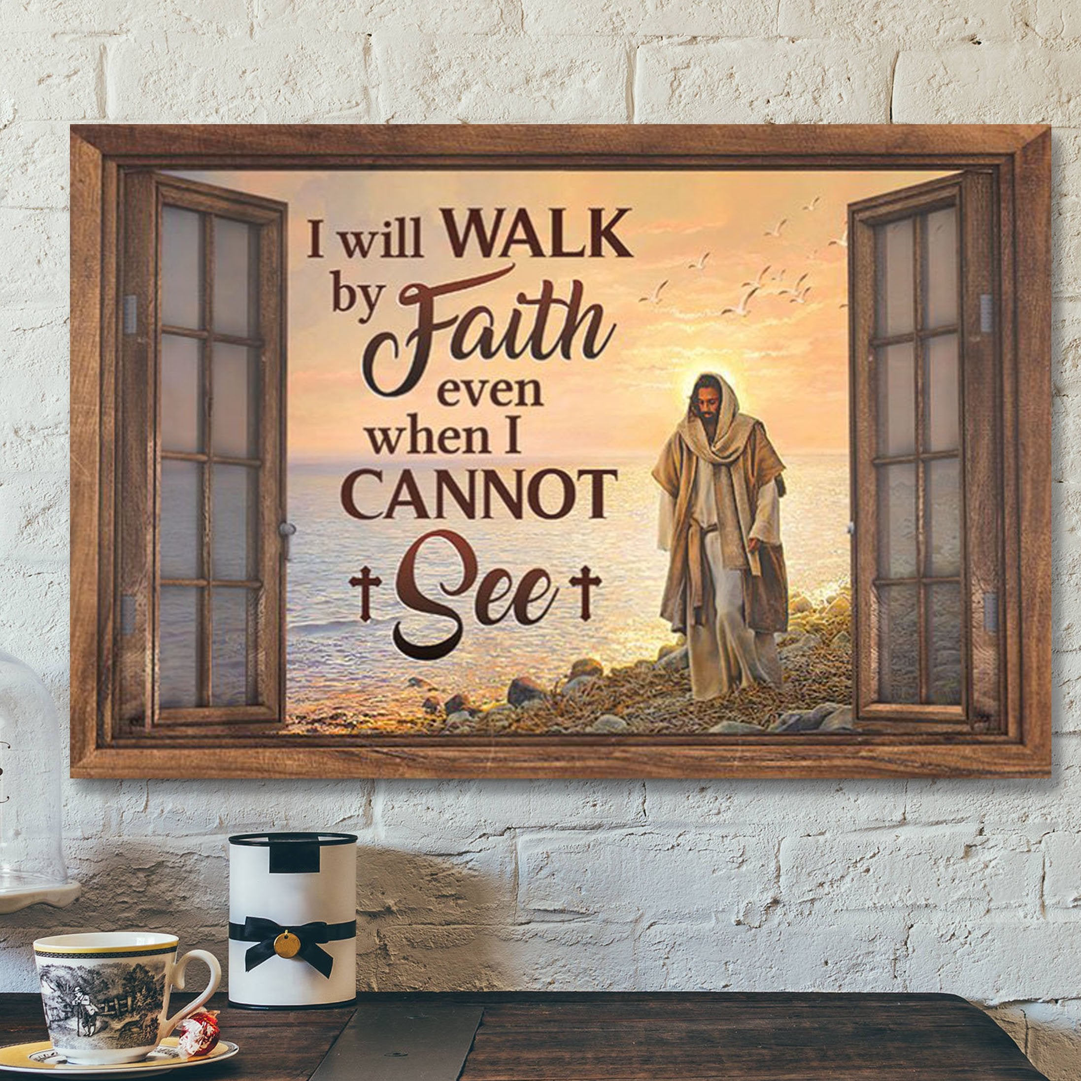 God Canvas – Bible Verse Canvas – I Will Walk By Faith Even I Cannot See – Special Jesus Canvas – Scripture Canvas