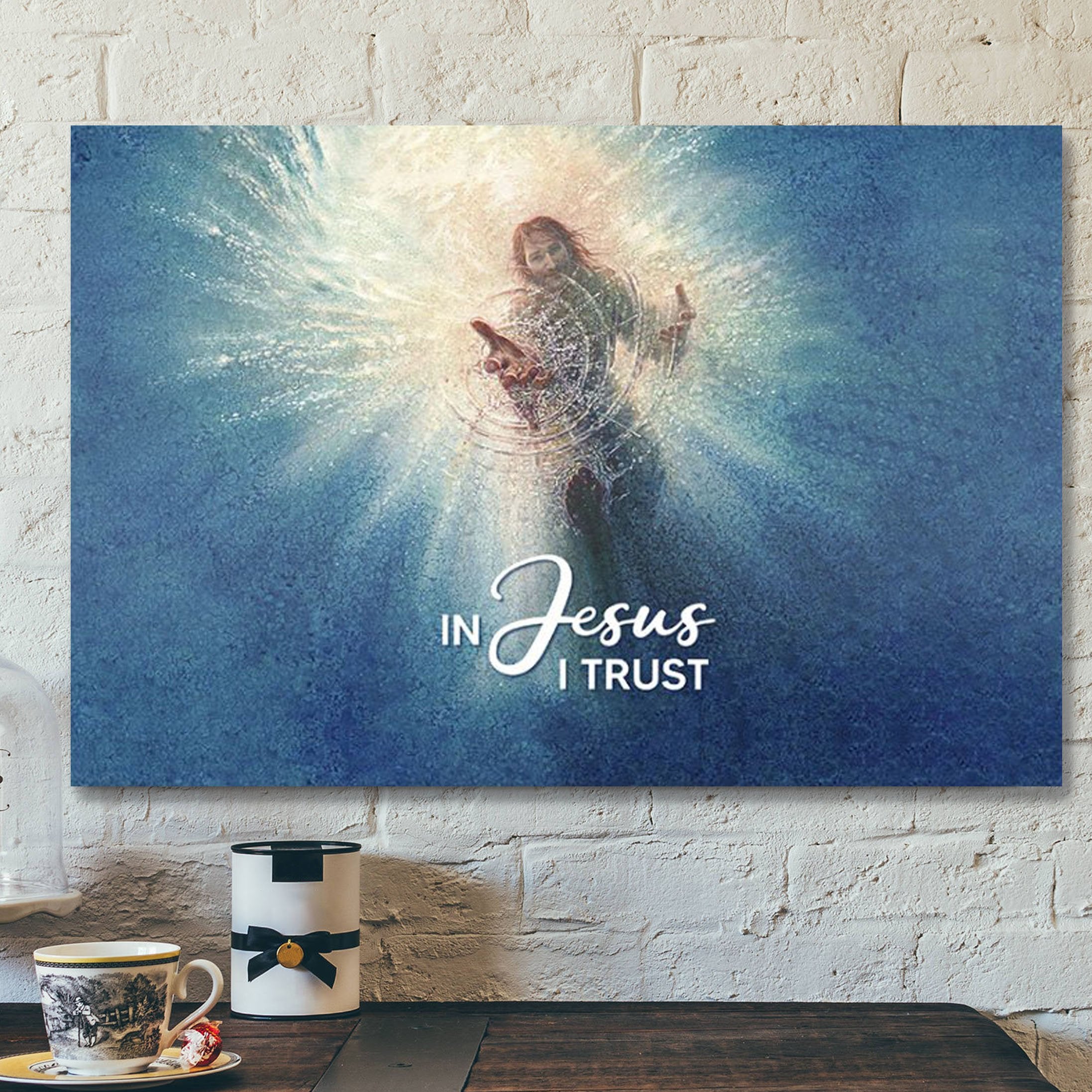 God Canvas – Bible Verse Canvas – In Jesus I Trust – Meaningful Horizontal Canvas – Scripture Canvas