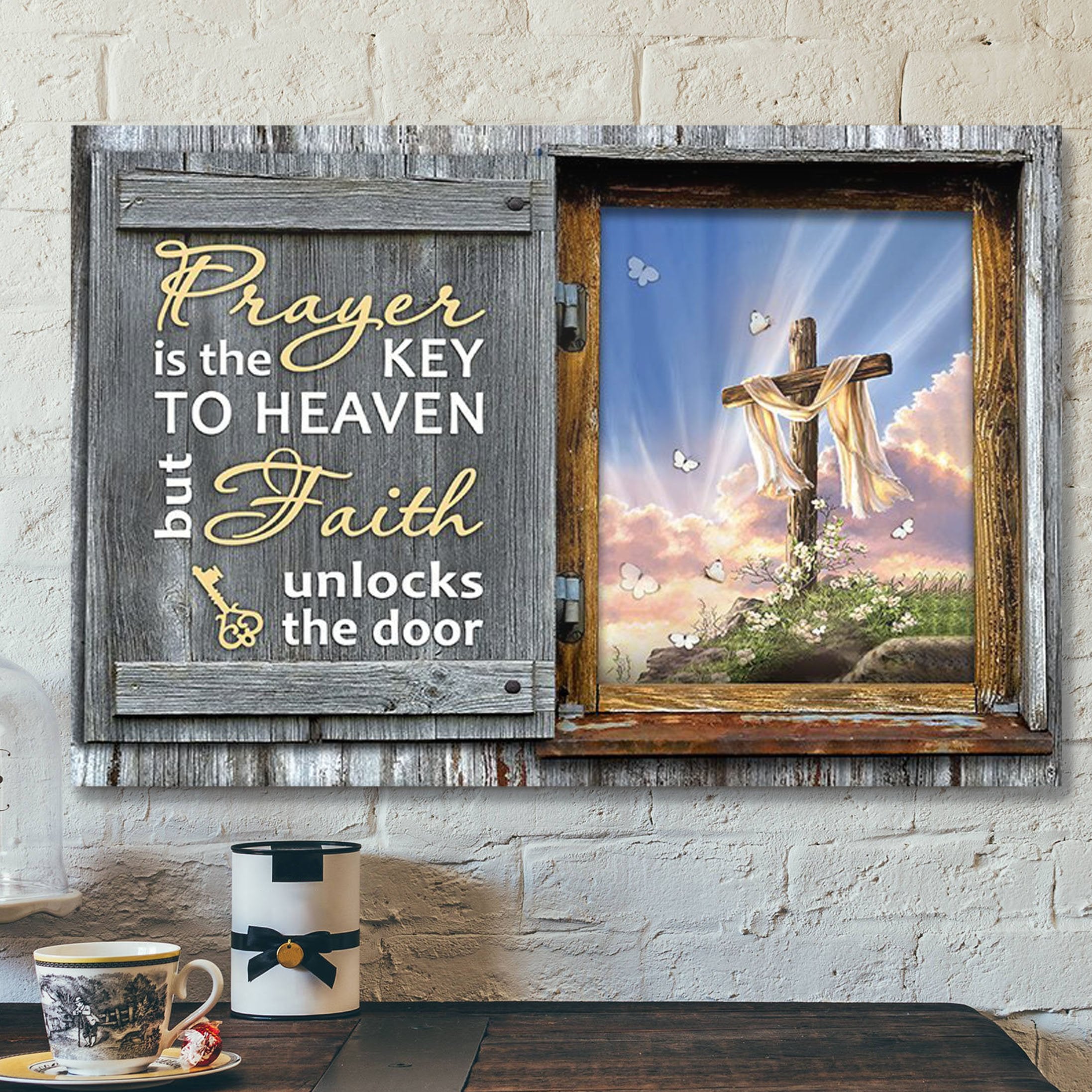 God Canvas – Bible Verse Canvas – Prayer Is The Key To Heaven – Cross Christian Canvas – Scripture Canvas