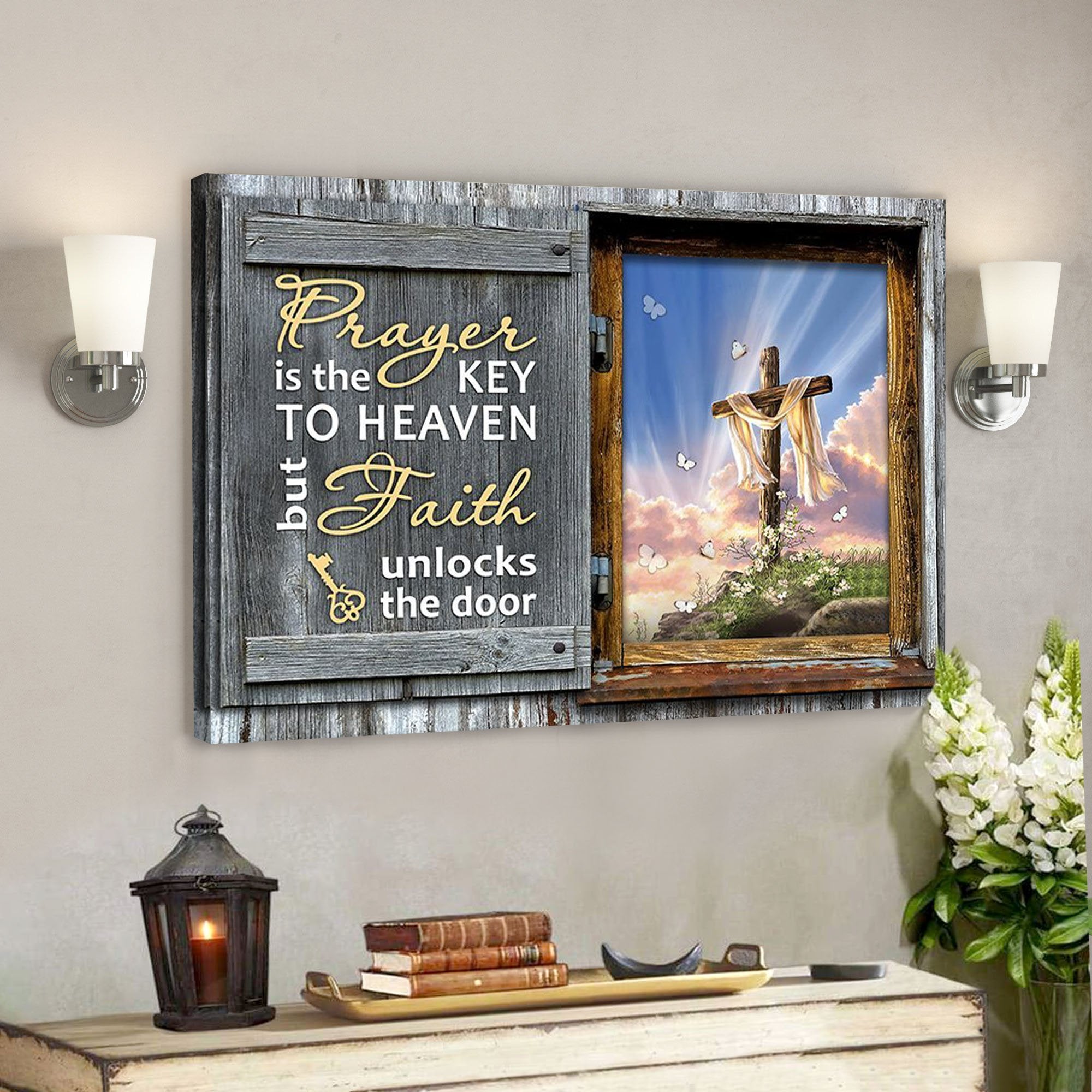 God Canvas – Bible Verse Canvas – Prayer Is The Key To Heaven – Cross Christian Canvas – Scripture Canvas