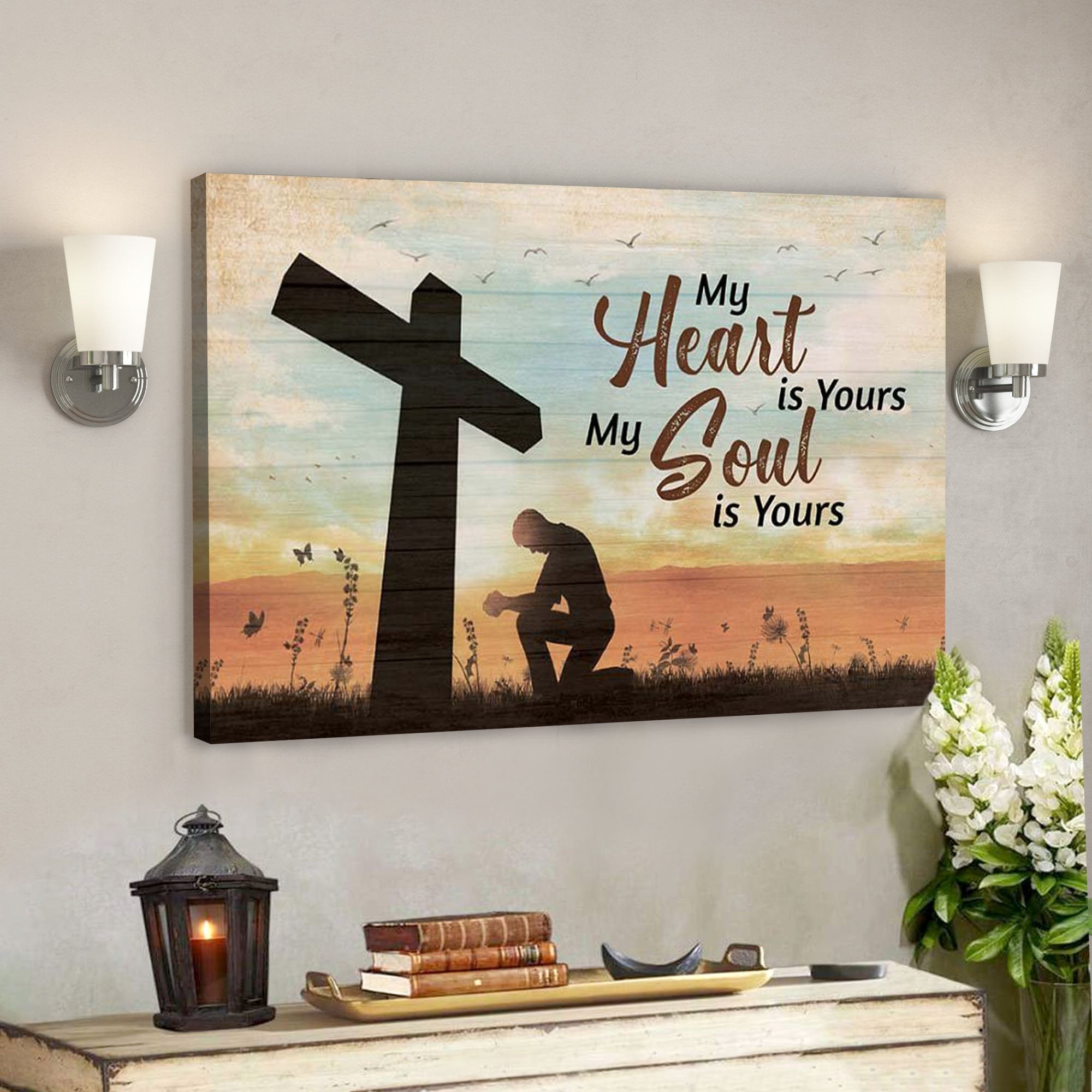 God Canvas – Bible Verse Canvas – Special Cross Canvas – My Heart Belongs To God – Scripture Canvas