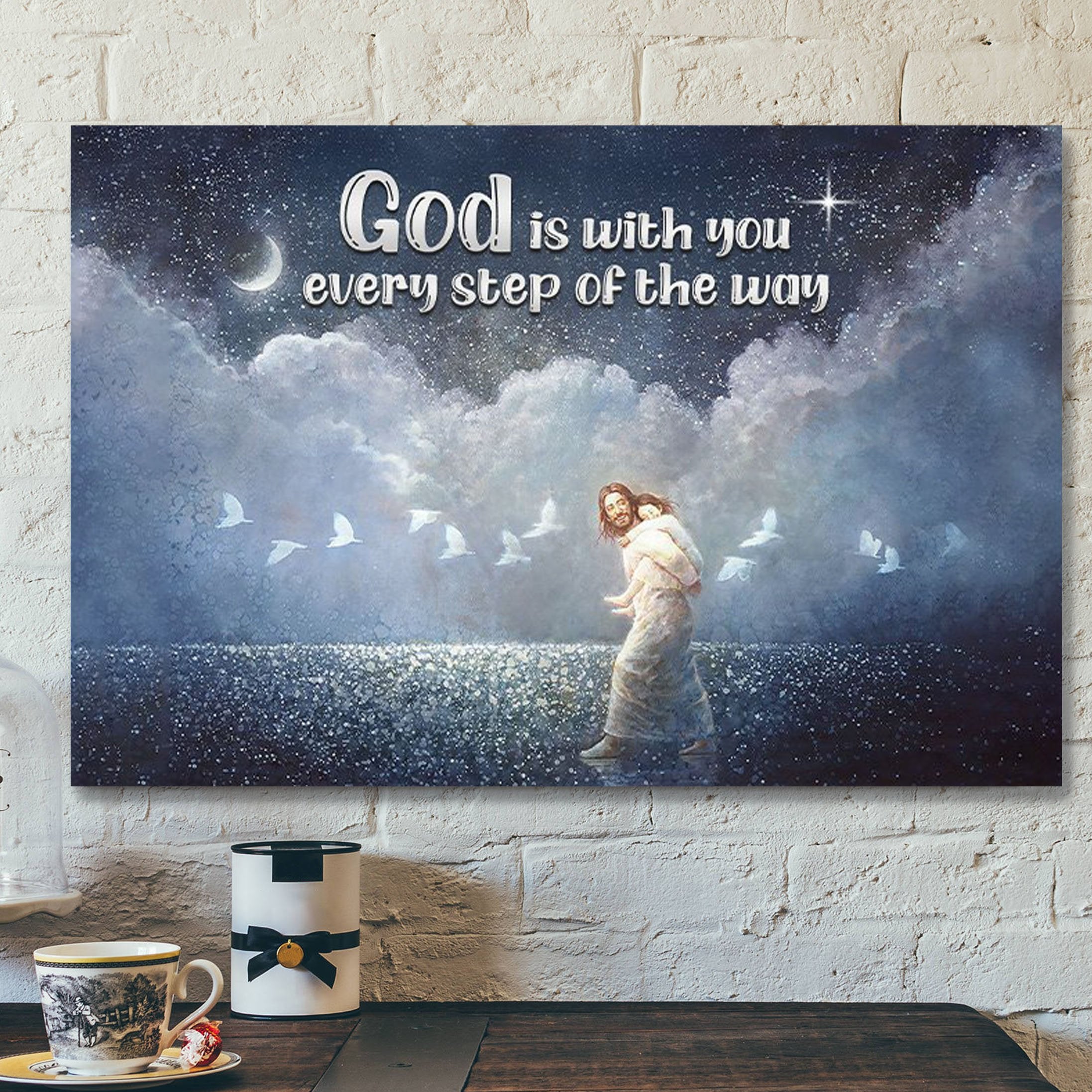 God Canvas – Bible Verse Canvas – Special Jesus Canvas – God Is With You Every Step – Scripture Canvas