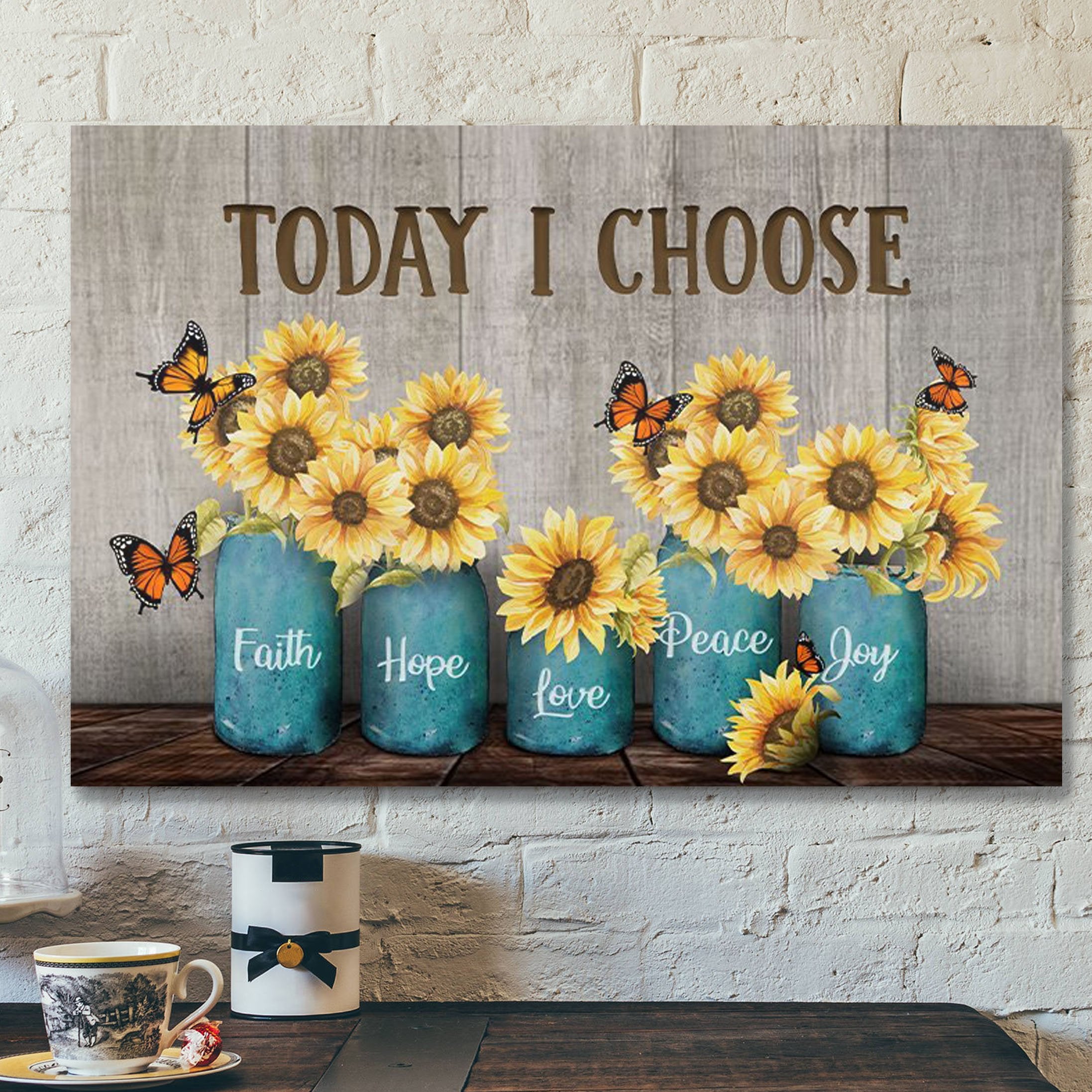 God Canvas – Bible Verse Canvas – Today I Choose Faith – Beautiful Sunflower Jesus Canvas – Scripture Canvas