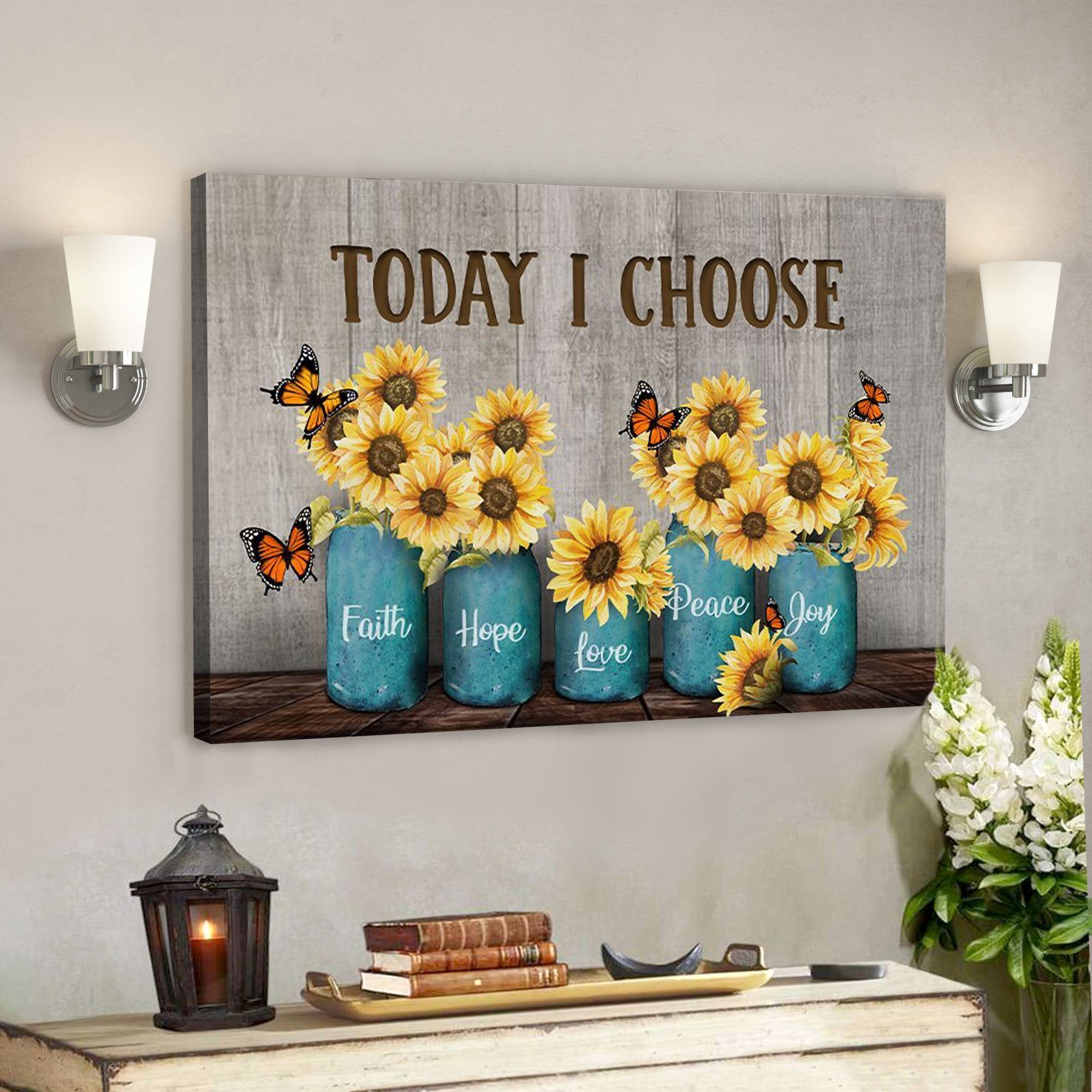 God Canvas – Bible Verse Canvas – Today I Choose Faith – Beautiful Sunflower Jesus Canvas – Scripture Canvas