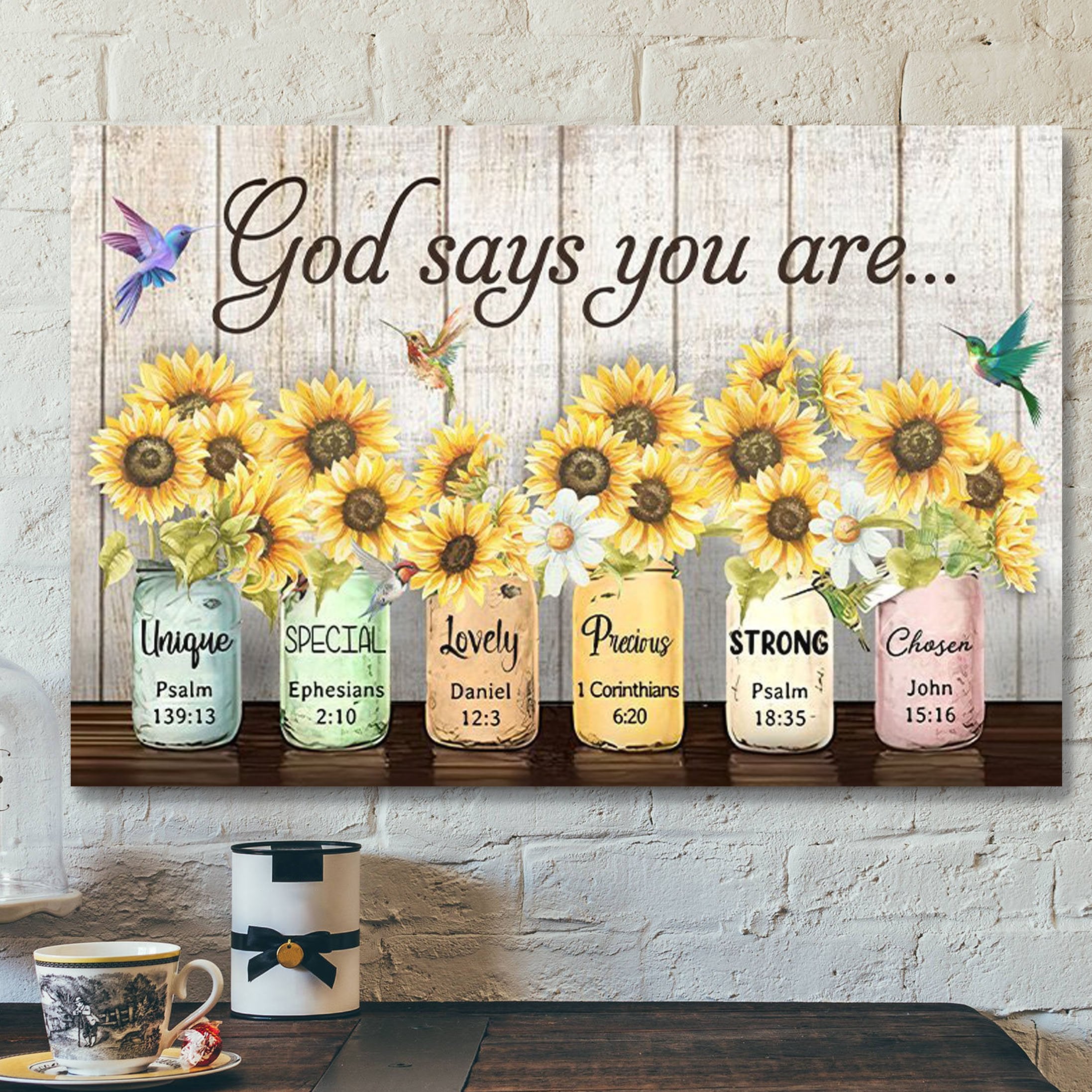 God Canvas – Bible Verse Canvas – Vase Of Sunflower Canvas – God Says You Are Unique – Scripture Canvas