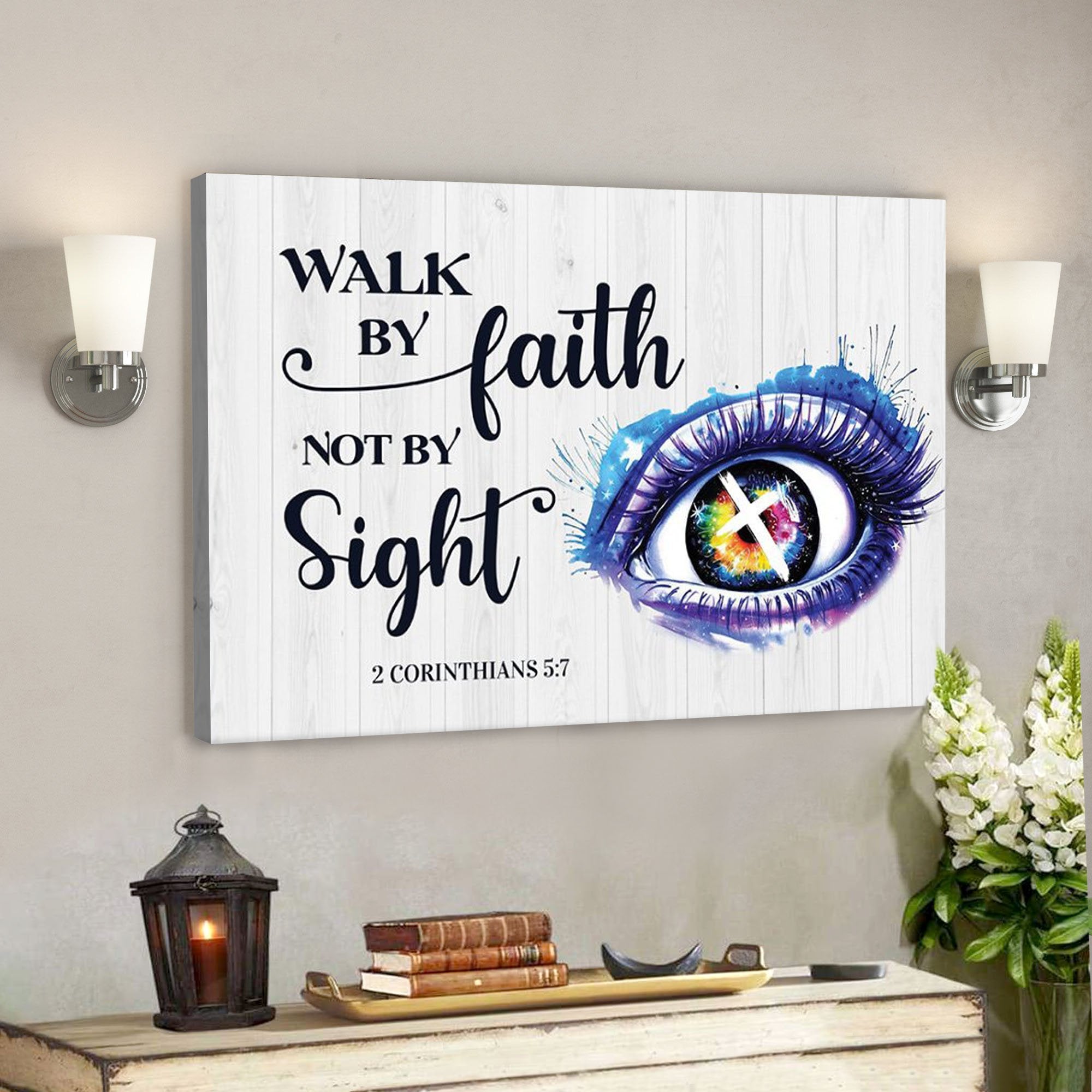 God Canvas – Bible Verse Canvas – Walk By Faith – Unique Christian Canvas – Scripture Canvas