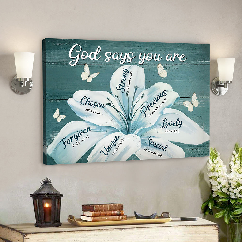 God Canvas – Bible Verse Wall Art Canvas – Scripture Wall Decor – God Says You Are Strong Canvas Poster