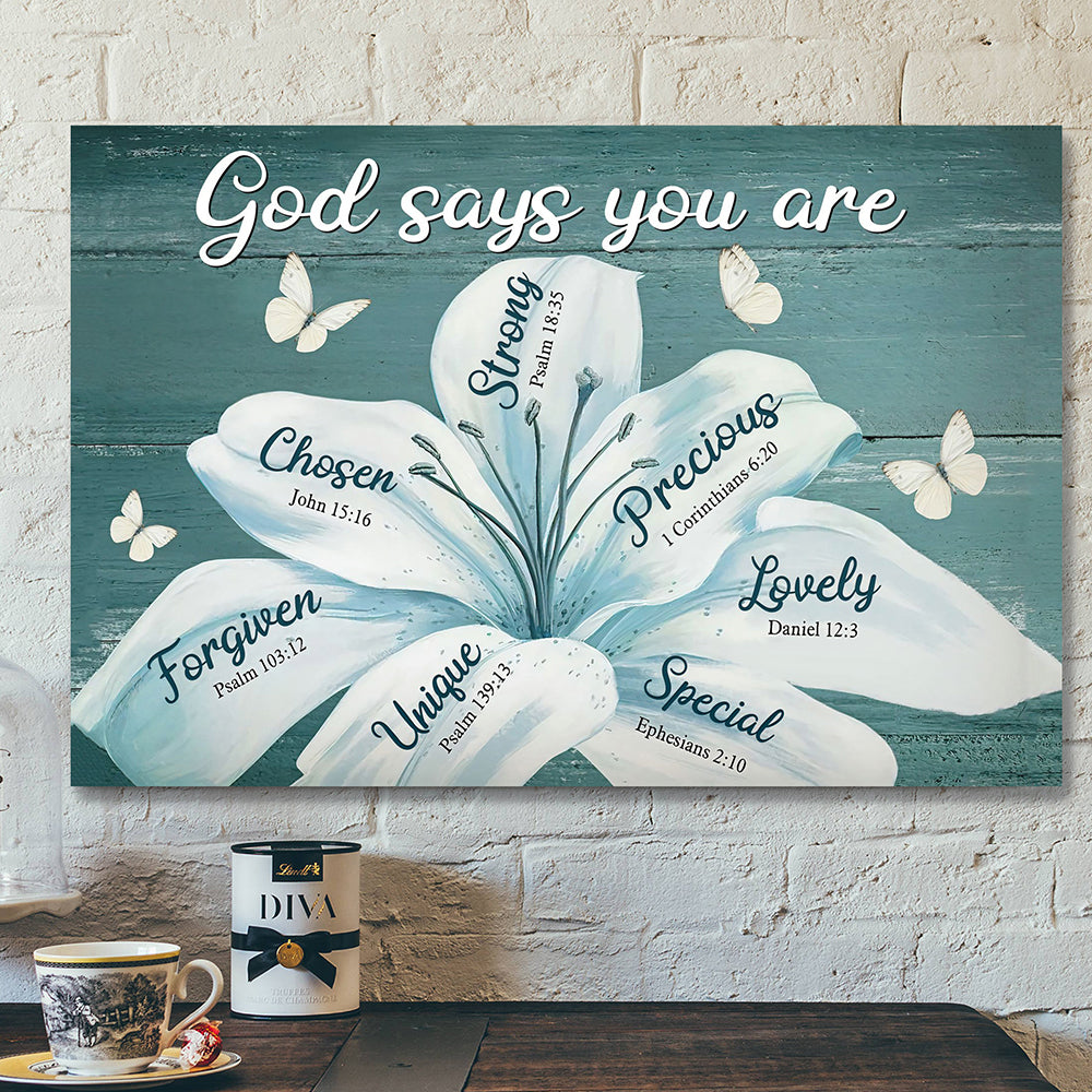 God Canvas – Bible Verse Wall Art Canvas – Scripture Wall Decor – God Says You Are Strong Canvas Poster