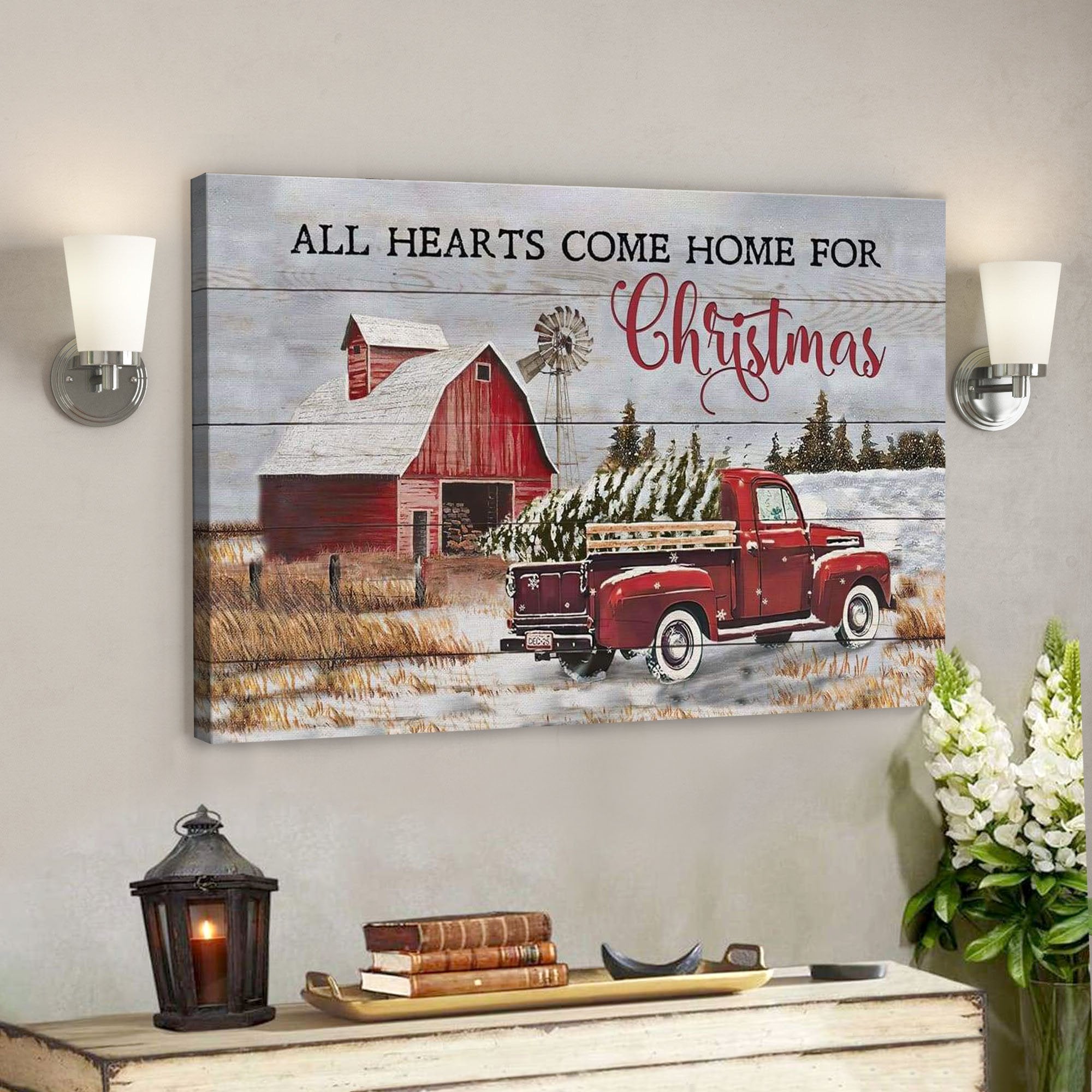 God Canvas Prints – Jesus Canvas Art – All Hearts Come Home For Christmas Wall Art Canvas Christian Christmas Gifts