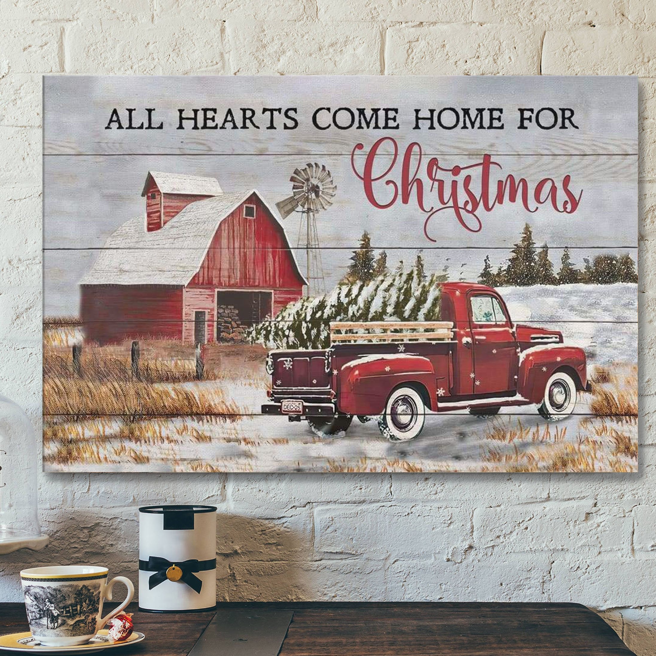 God Canvas Prints – Jesus Canvas Art – All Hearts Come Home For Christmas Wall Art Canvas Christian Christmas Gifts