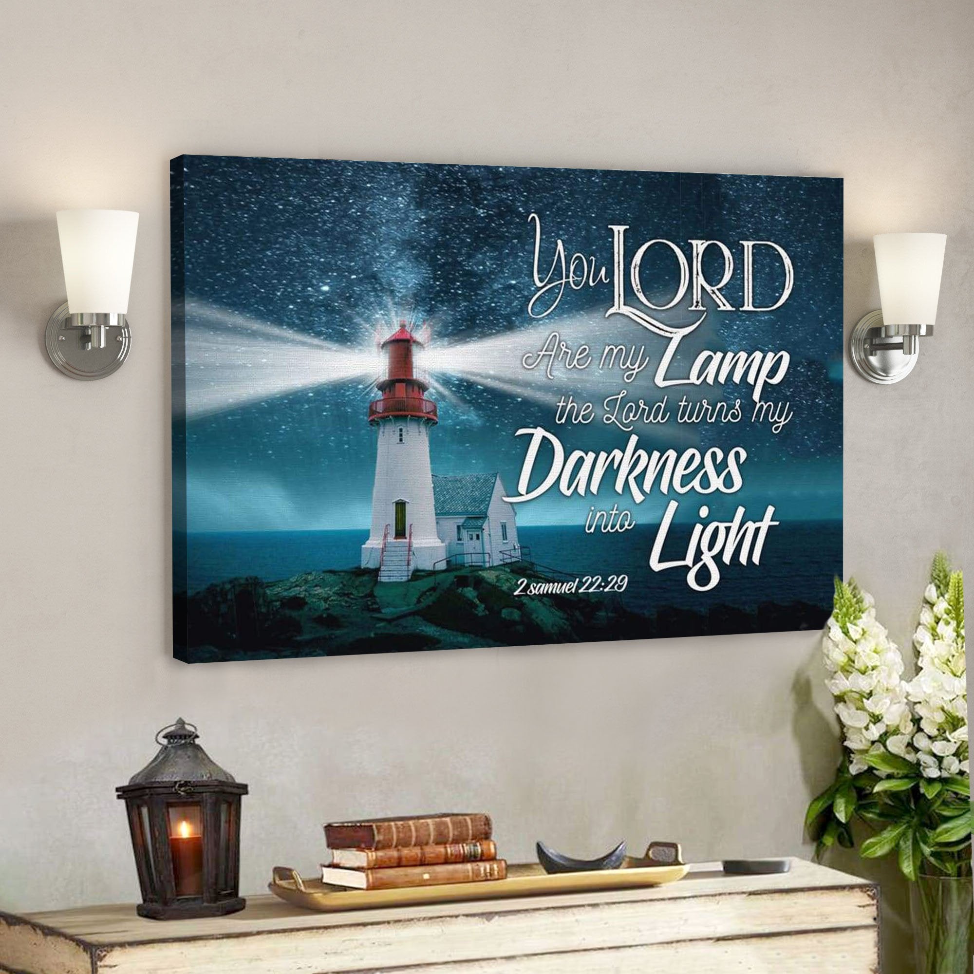 God Canvas Prints – Jesus Canvas Art – Bible Verse Wall Art 2 Samuel 2229 The Lord Turns My Darkness Into Light Canvas Print