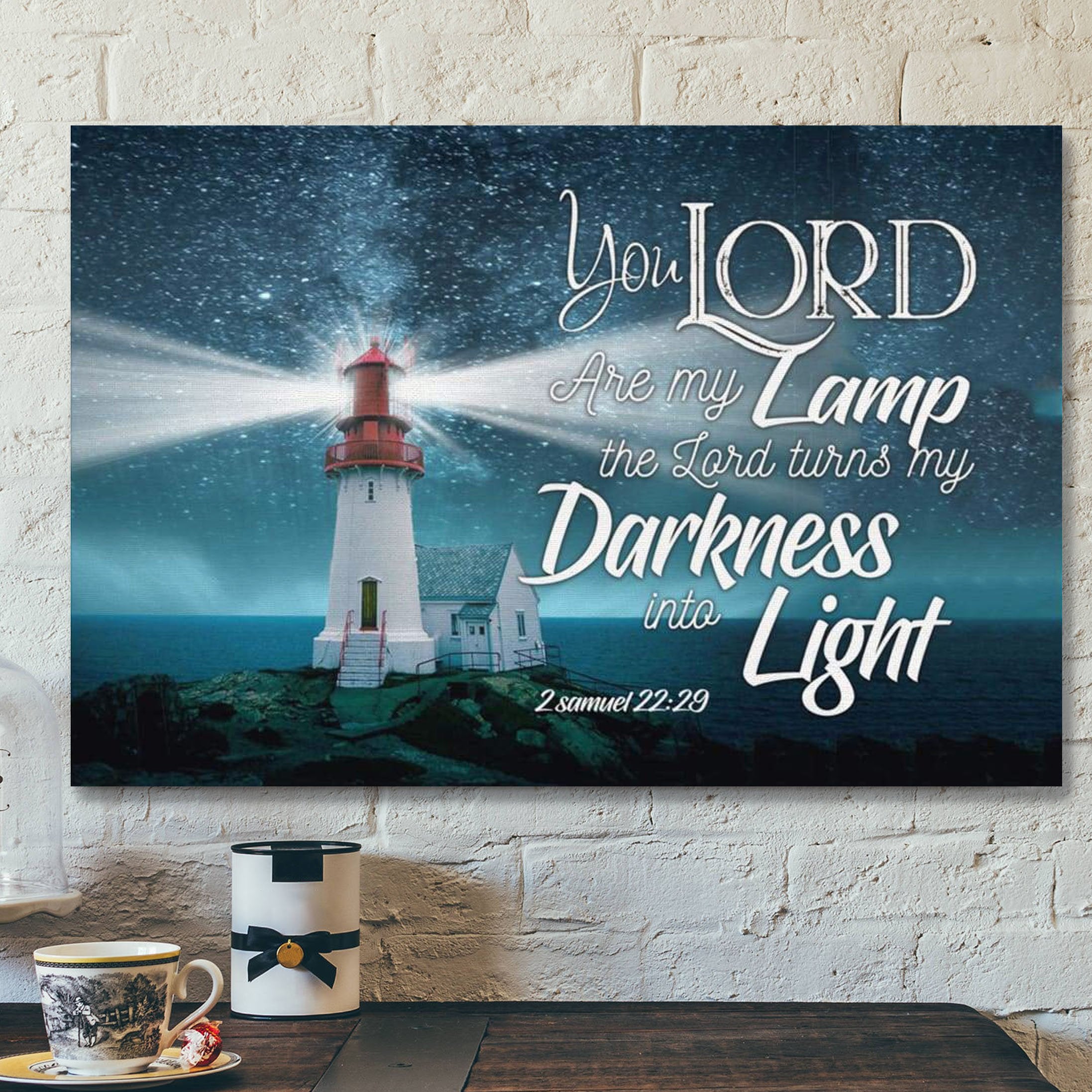 God Canvas Prints – Jesus Canvas Art – Bible Verse Wall Art 2 Samuel 2229 The Lord Turns My Darkness Into Light Canvas Print