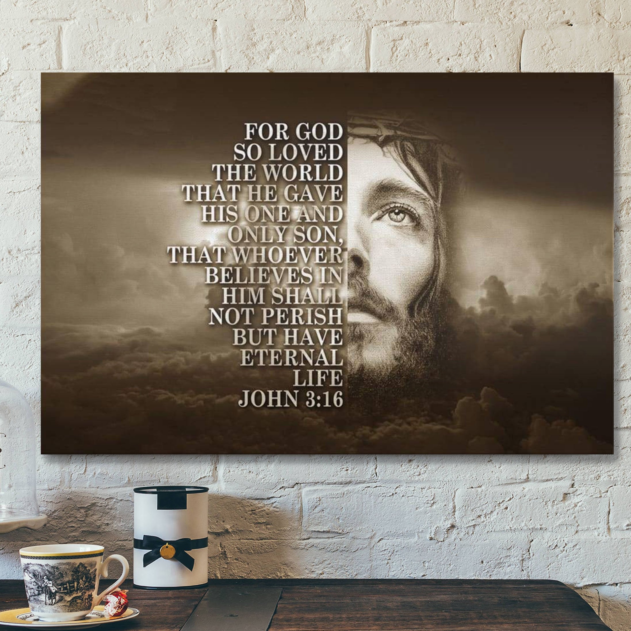 God Canvas Prints – Jesus Canvas Art – Bible Verse Wall Art For God So Loved The World John 316 Canvas Print