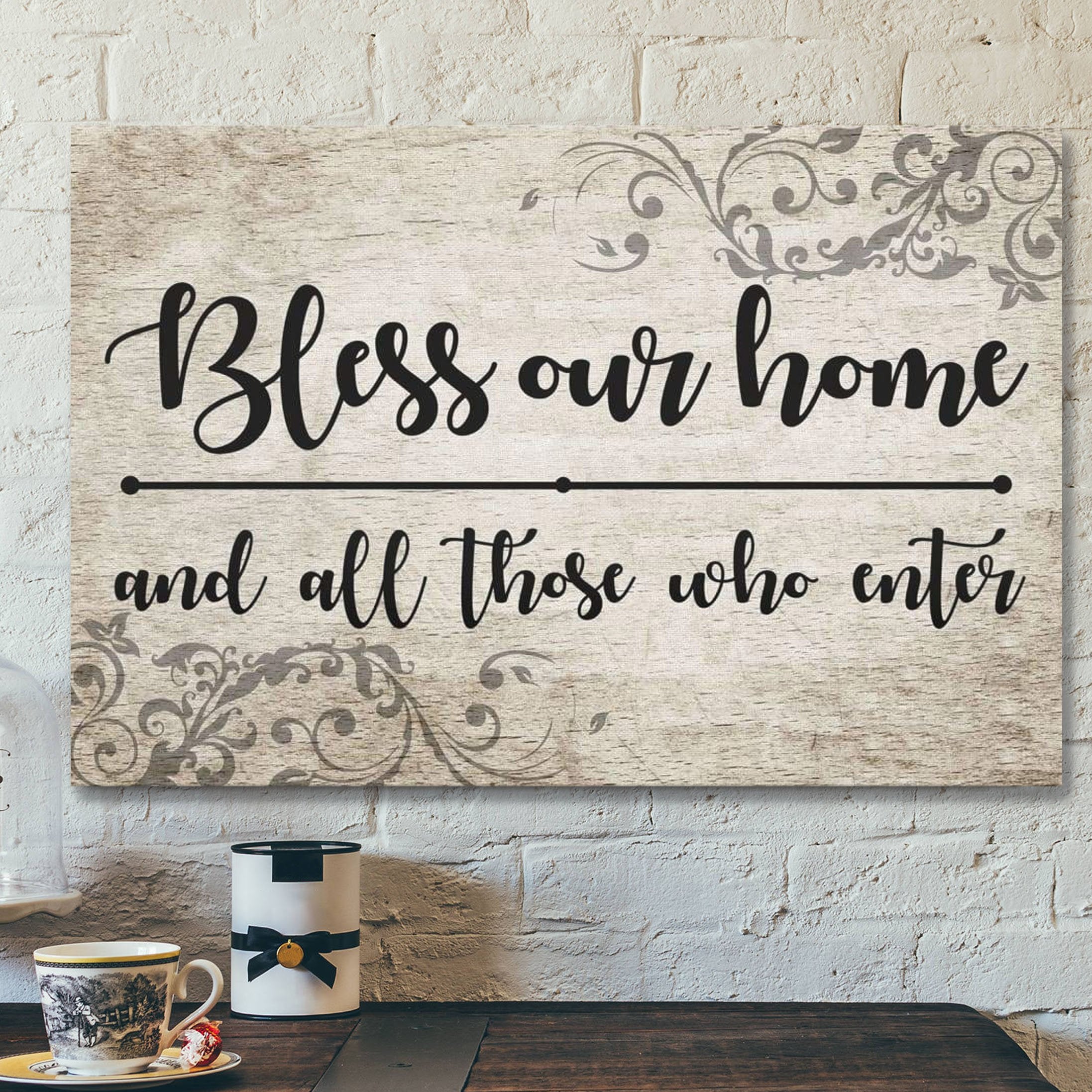 God Canvas Prints – Jesus Canvas Art – Bless Our Home And All Those Who Enter Canvas Print – Welcome Wall Art