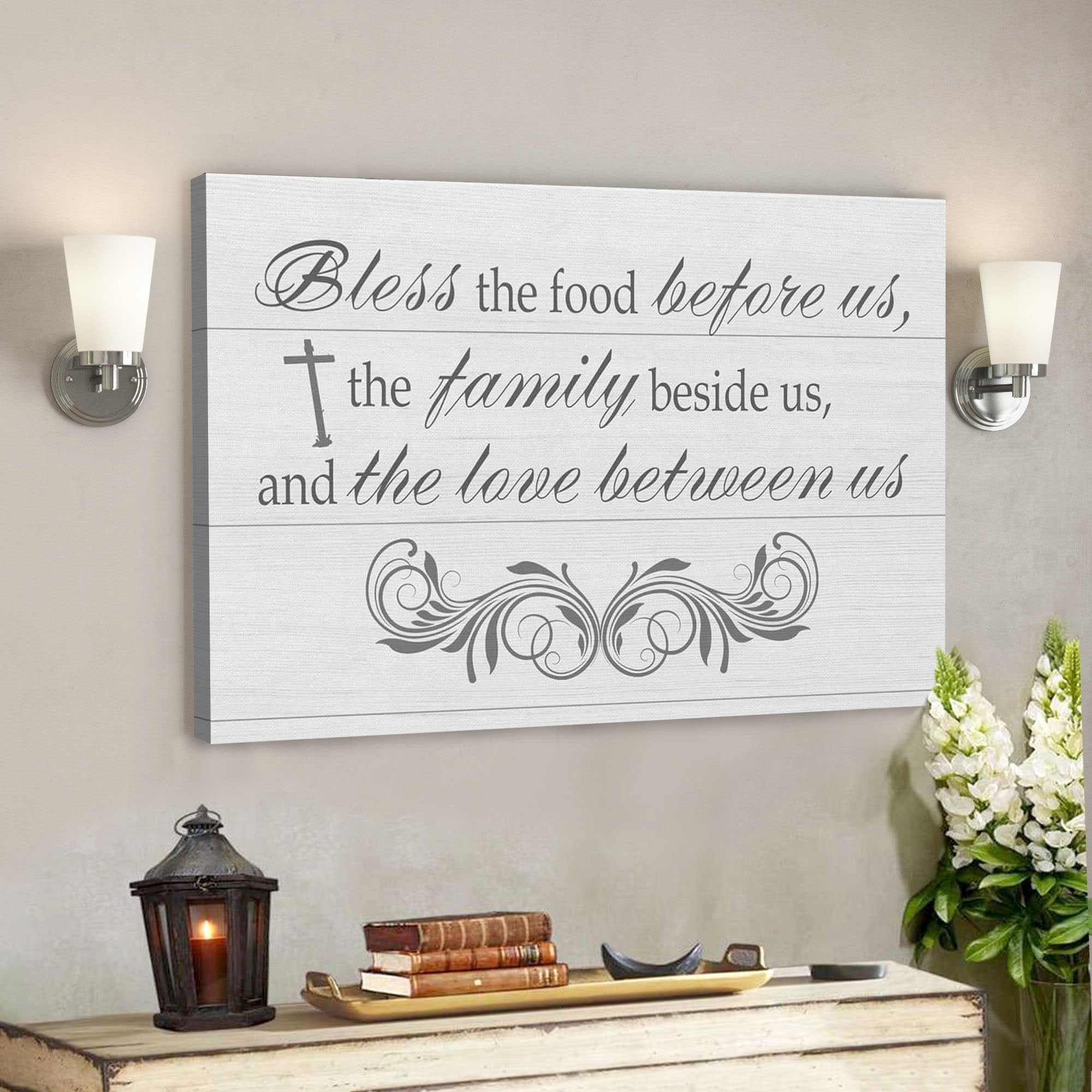 God Canvas Prints – Jesus Canvas Art – Bless The Food Before Us Wall Art Canvas – Christian Wall Art