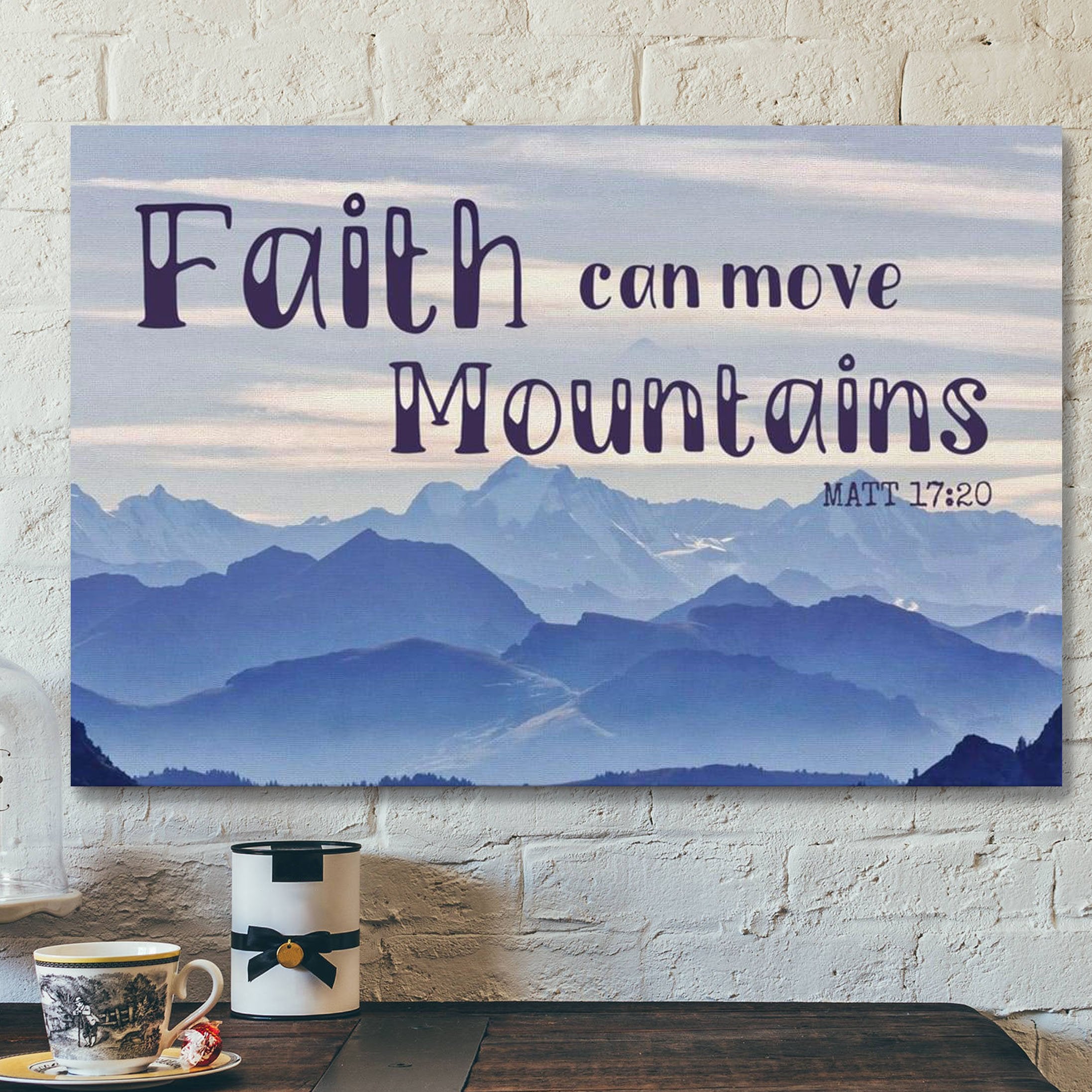 God Canvas Prints – Jesus Canvas Art – Faith Can Move Mountains Matthew 1720 Bible Verse Wall Art Canvas