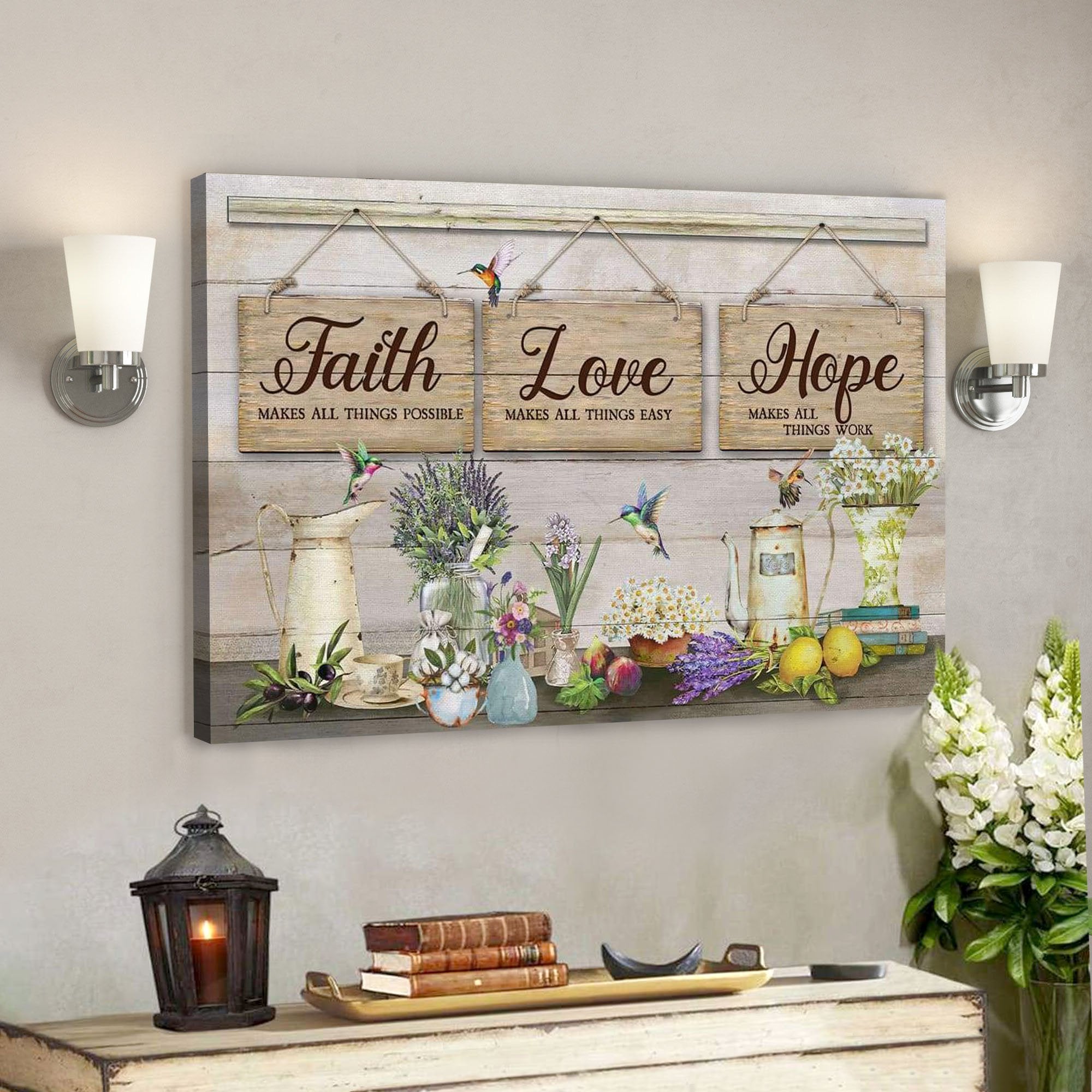 God Canvas Prints – Jesus Canvas Art – Faith Makes All Things Possible Christian Wall Art Canvas