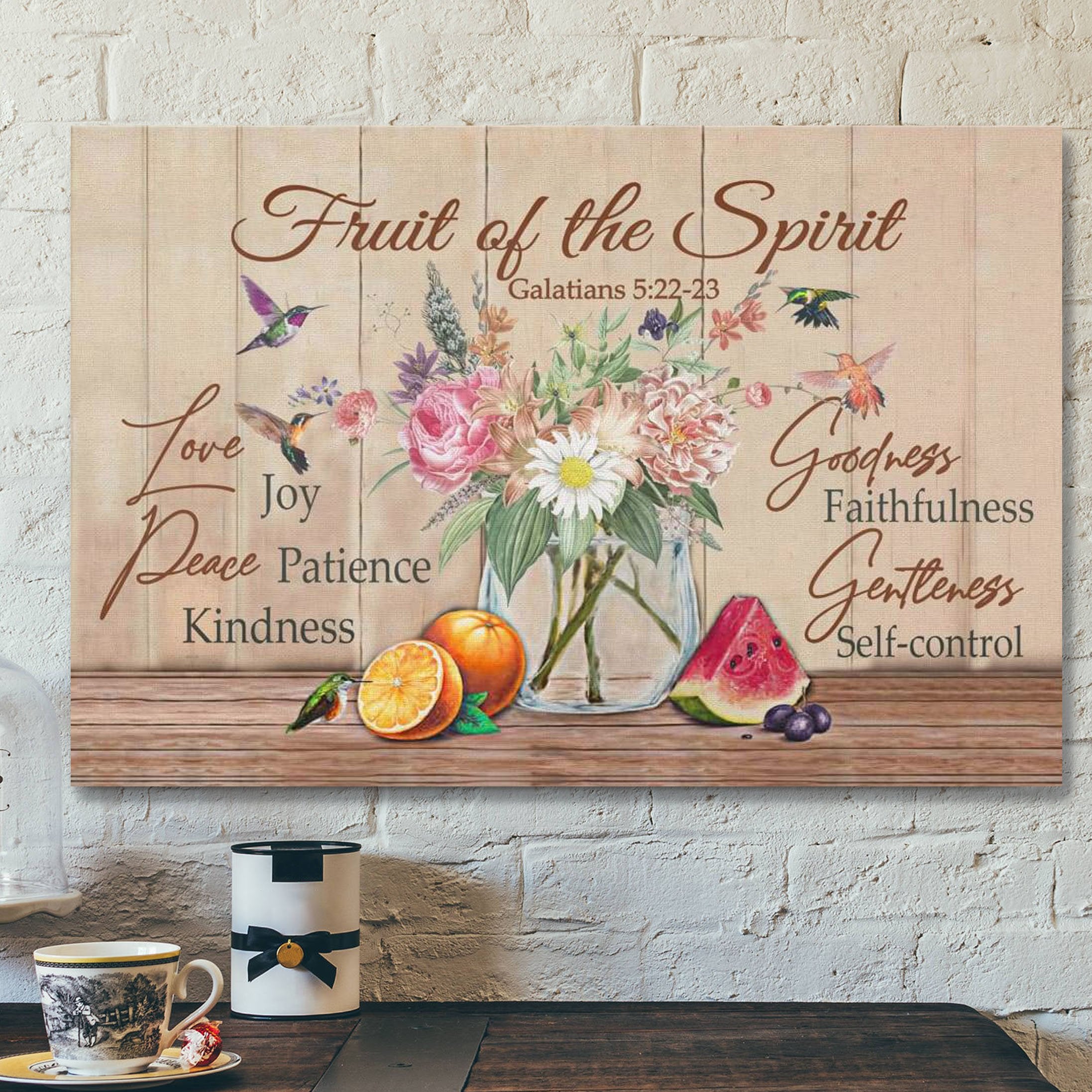 God Canvas Prints – Jesus Canvas Art – Fruit Of The Spirit Galatians 522-23 Bible Verse Wall Art Canvas