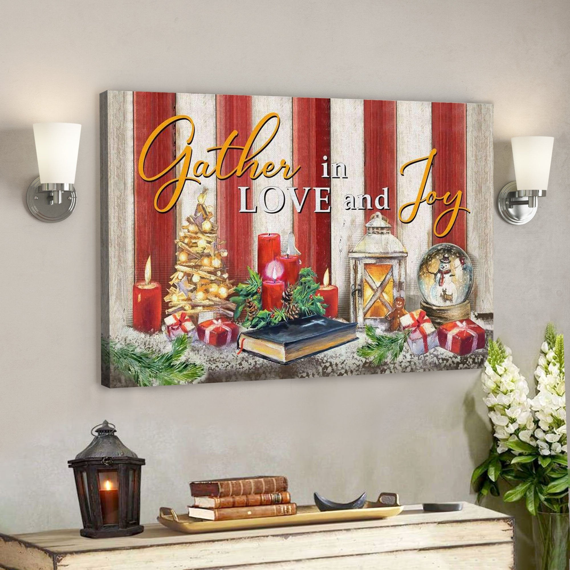 God Canvas Prints – Jesus Canvas Art – Gather In Love And Joy Christmas Christian Wall Art Canvas Christian Christmas Decorations